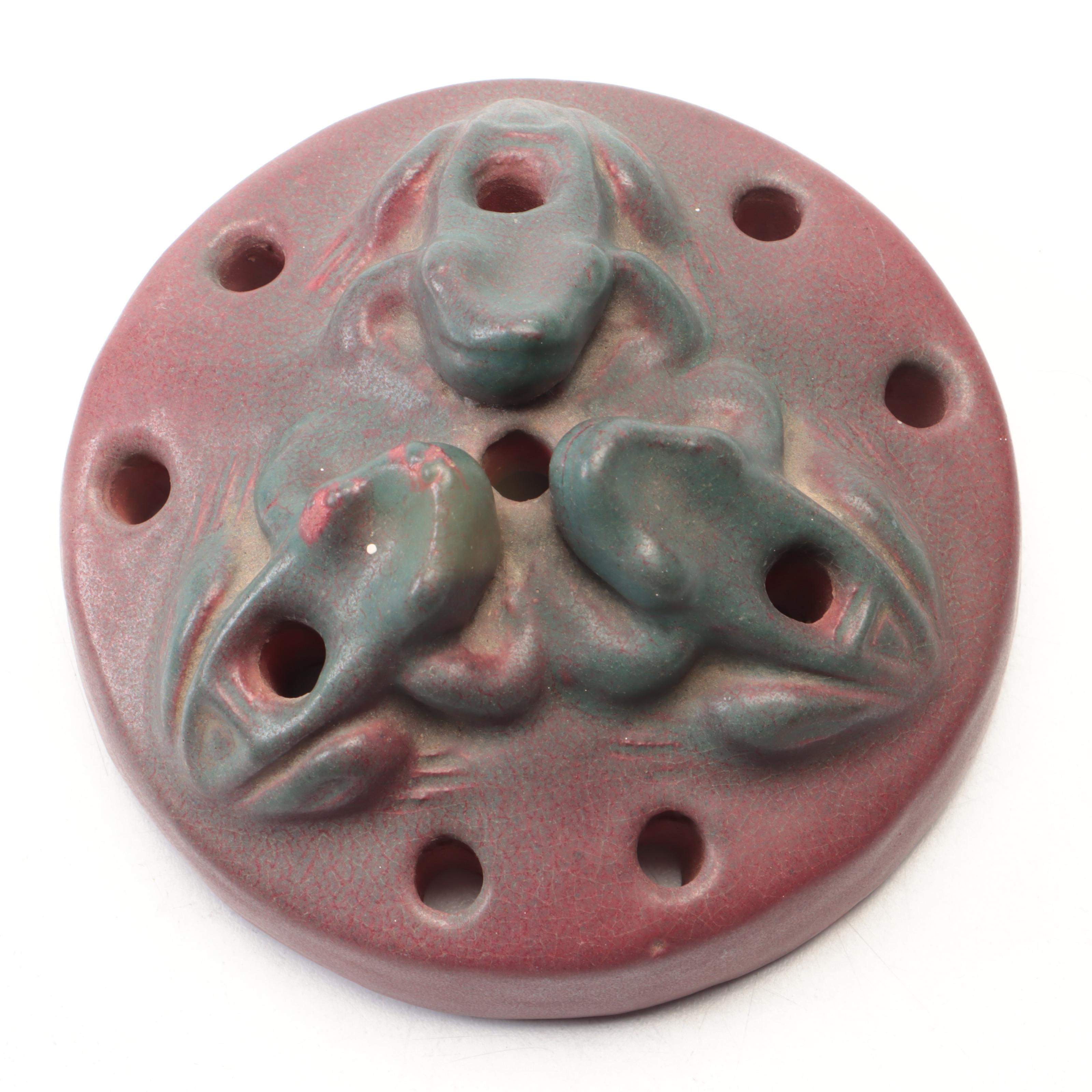 Van Briggle Pottery Mulberry Vase, Flower Frog, Ashtray, and Candlestick