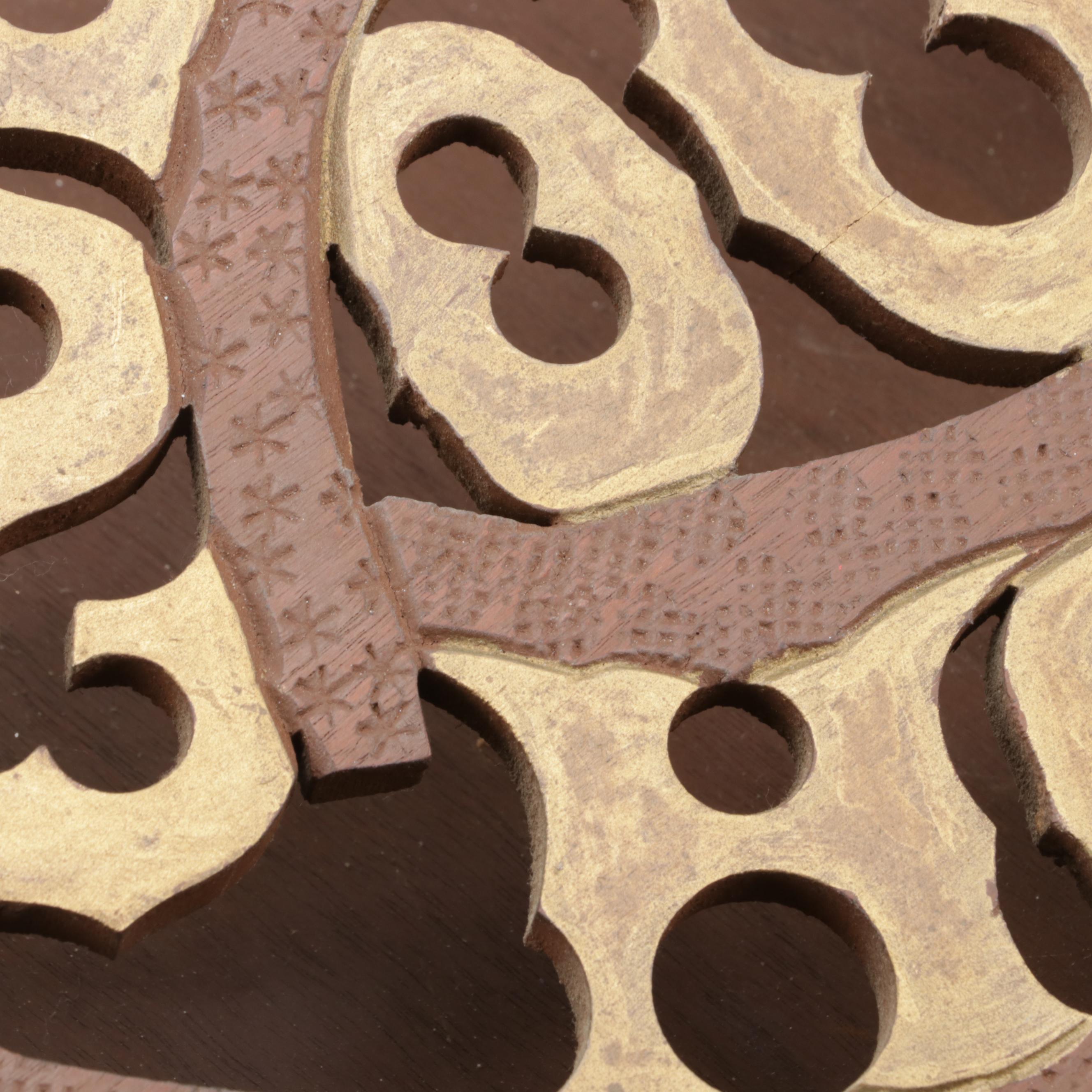 Victorian Painted and Carved Walnut Wall Hanging Paper Rack