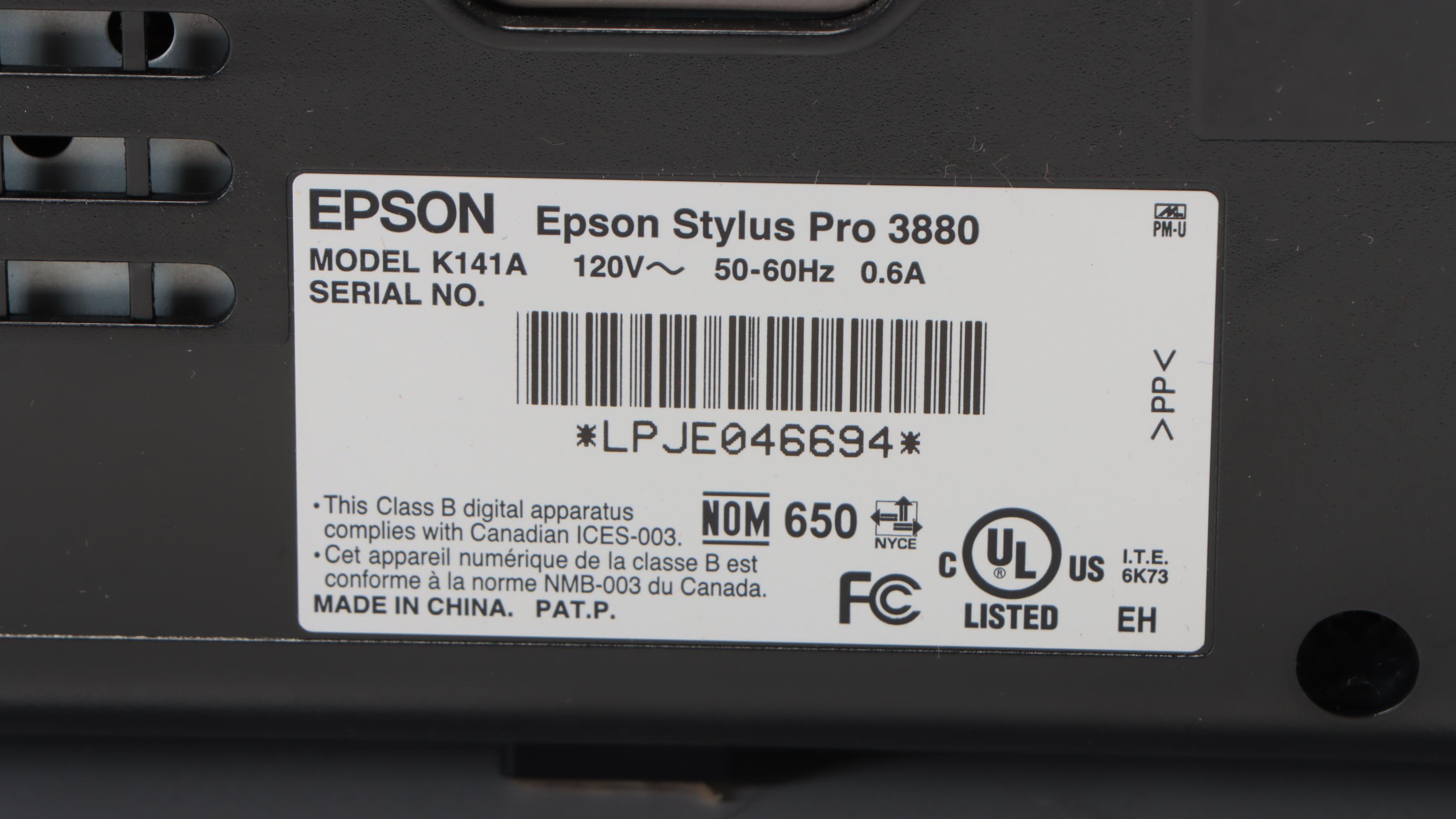 Epson Stylus Pro 3880 Printer with Dust Cover, HP Ink, and More