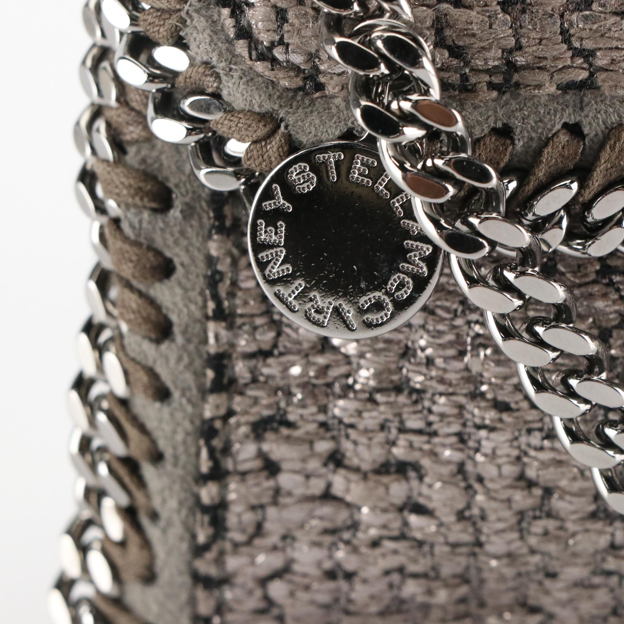 Stella McCartney Silver Metallic Woven Falabella Chain Crossbody Bag