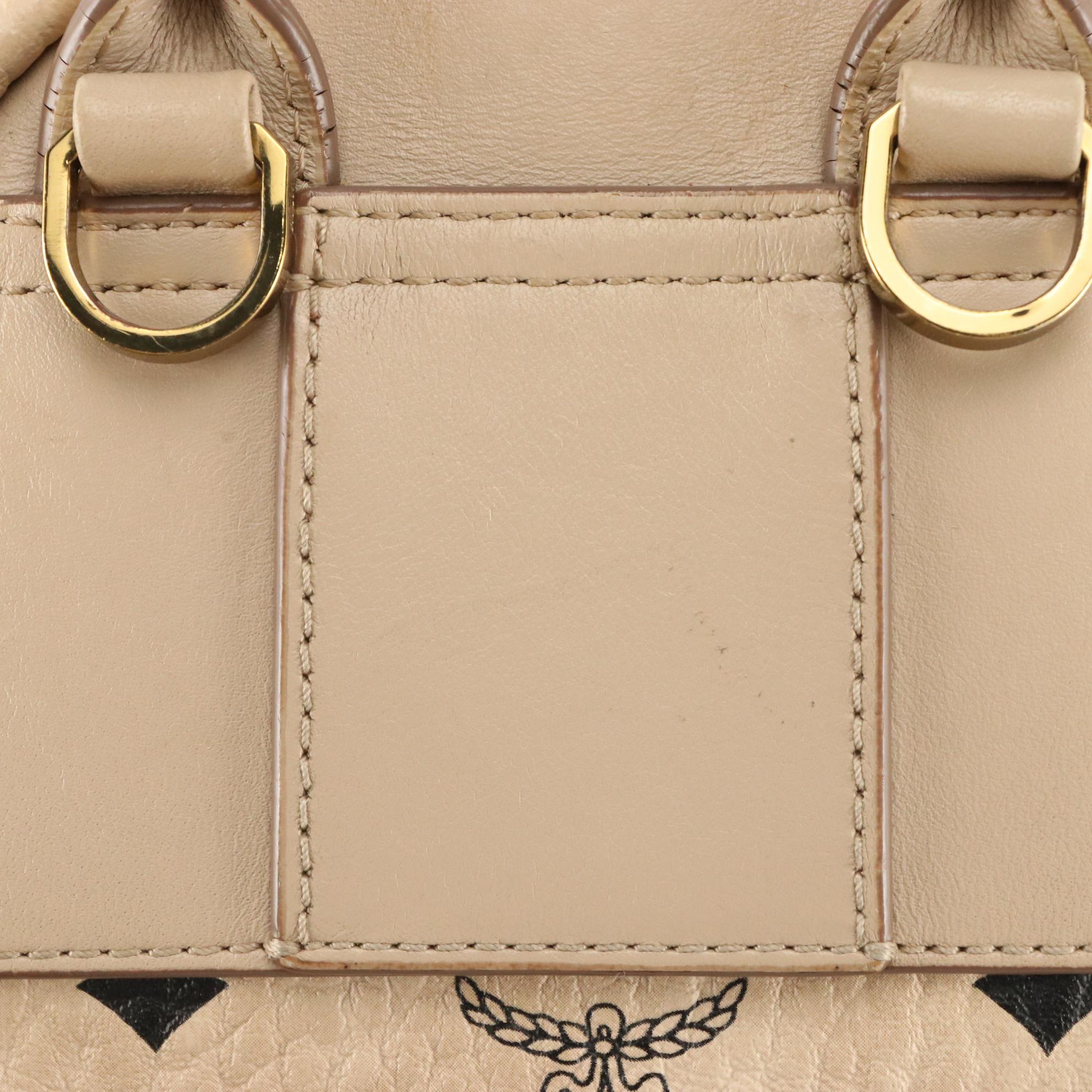 MCM Mini Visetos Leather Studded Backpack