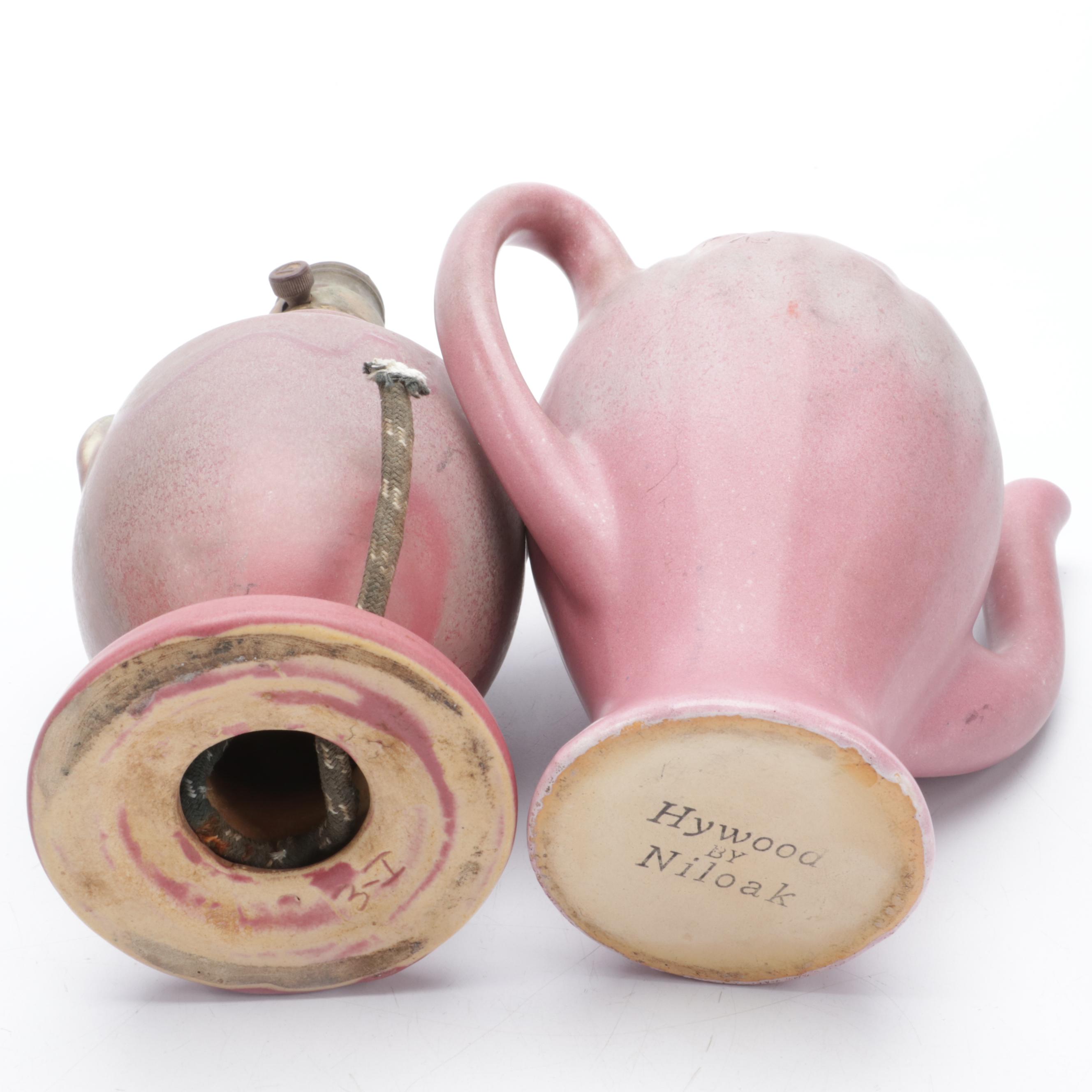 Muncie Pottery with Pink and Green Molten Glaze Vase and Other Decor