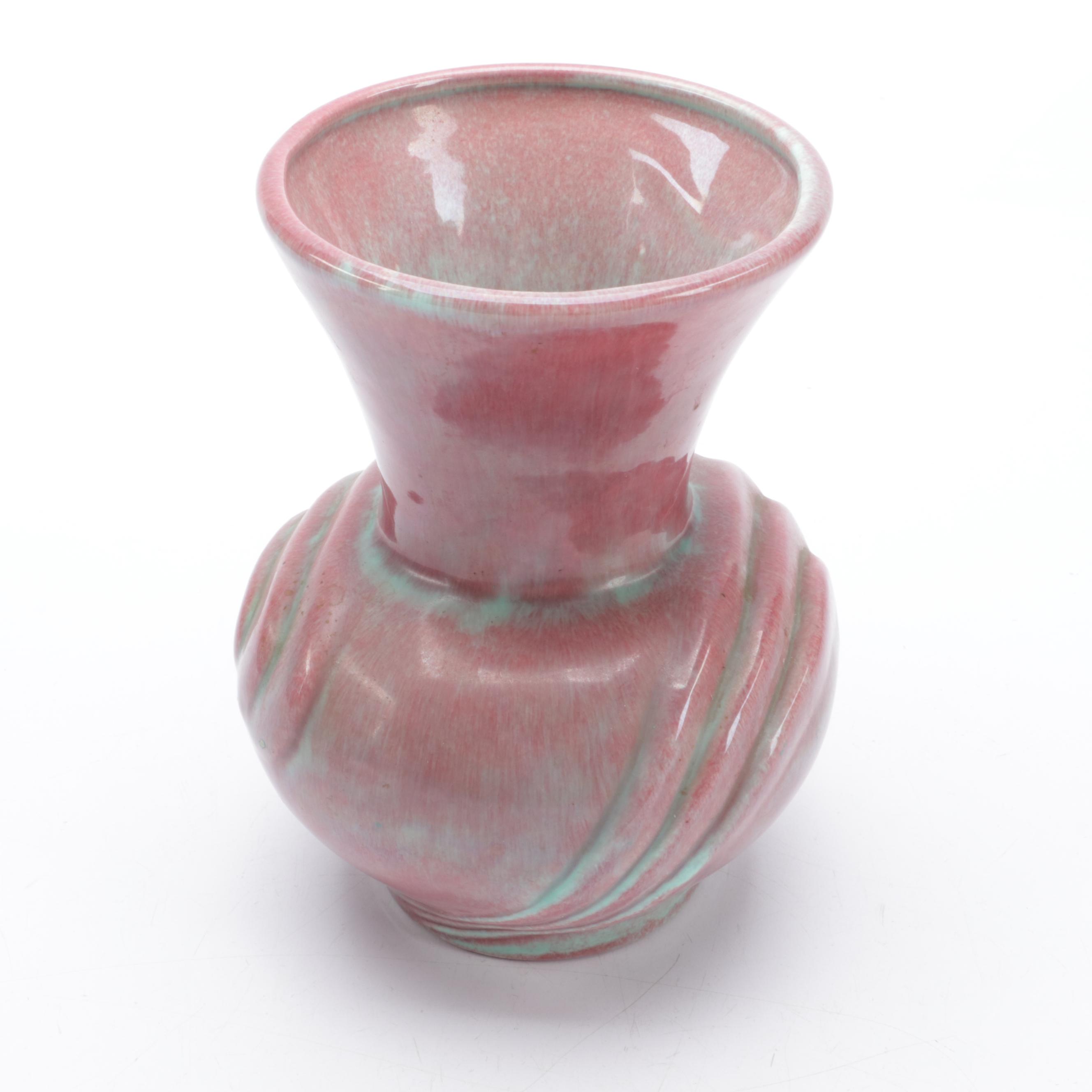 Muncie Pottery with Pink and Green Molten Glaze Vase and Other Decor