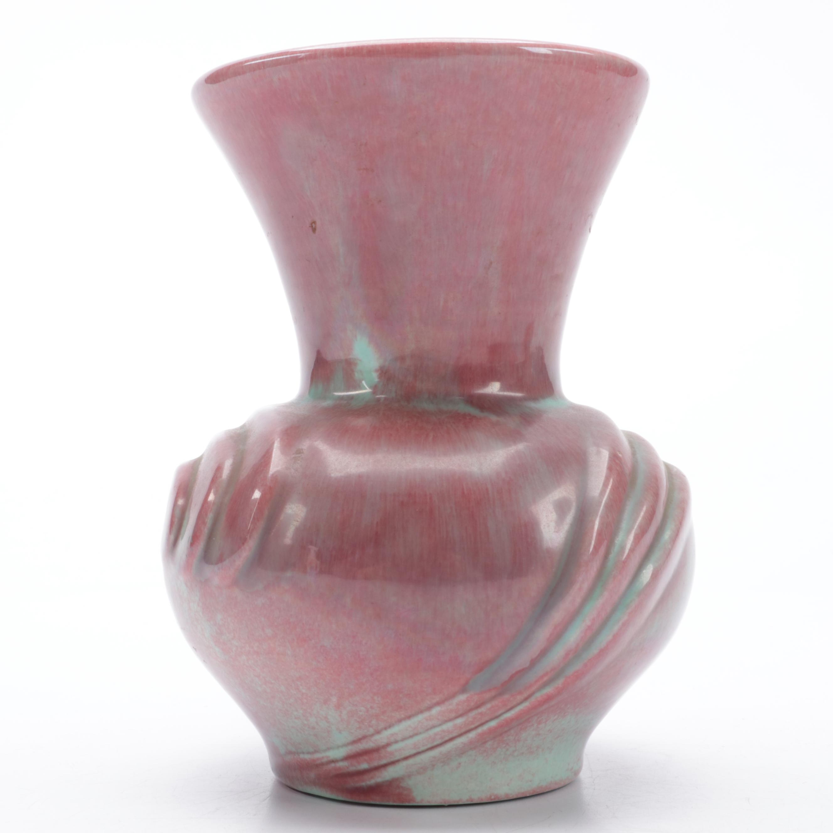 Muncie Pottery with Pink and Green Molten Glaze Vase and Other Decor