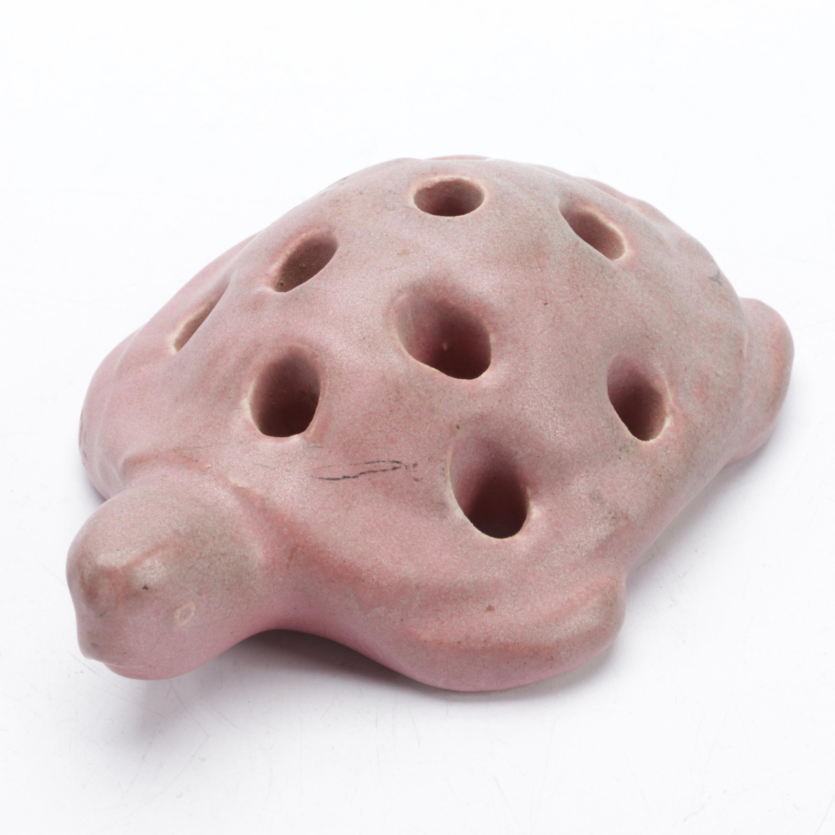 Muncie Pottery with Pink and Green Molten Glaze Vase and Other Decor