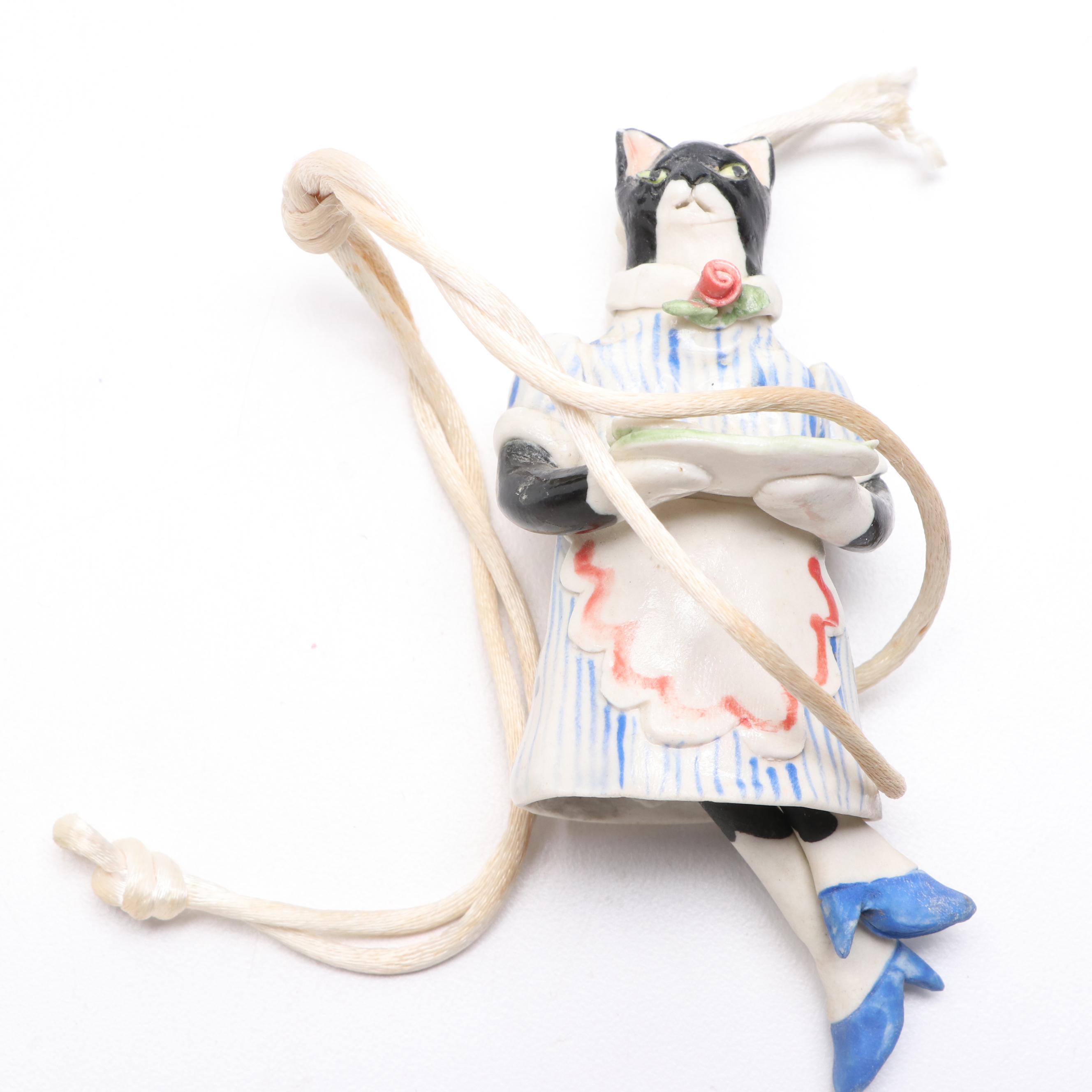 Terry Johnson Art Pottery Terracotta Tile with Other Cat Themed Décor