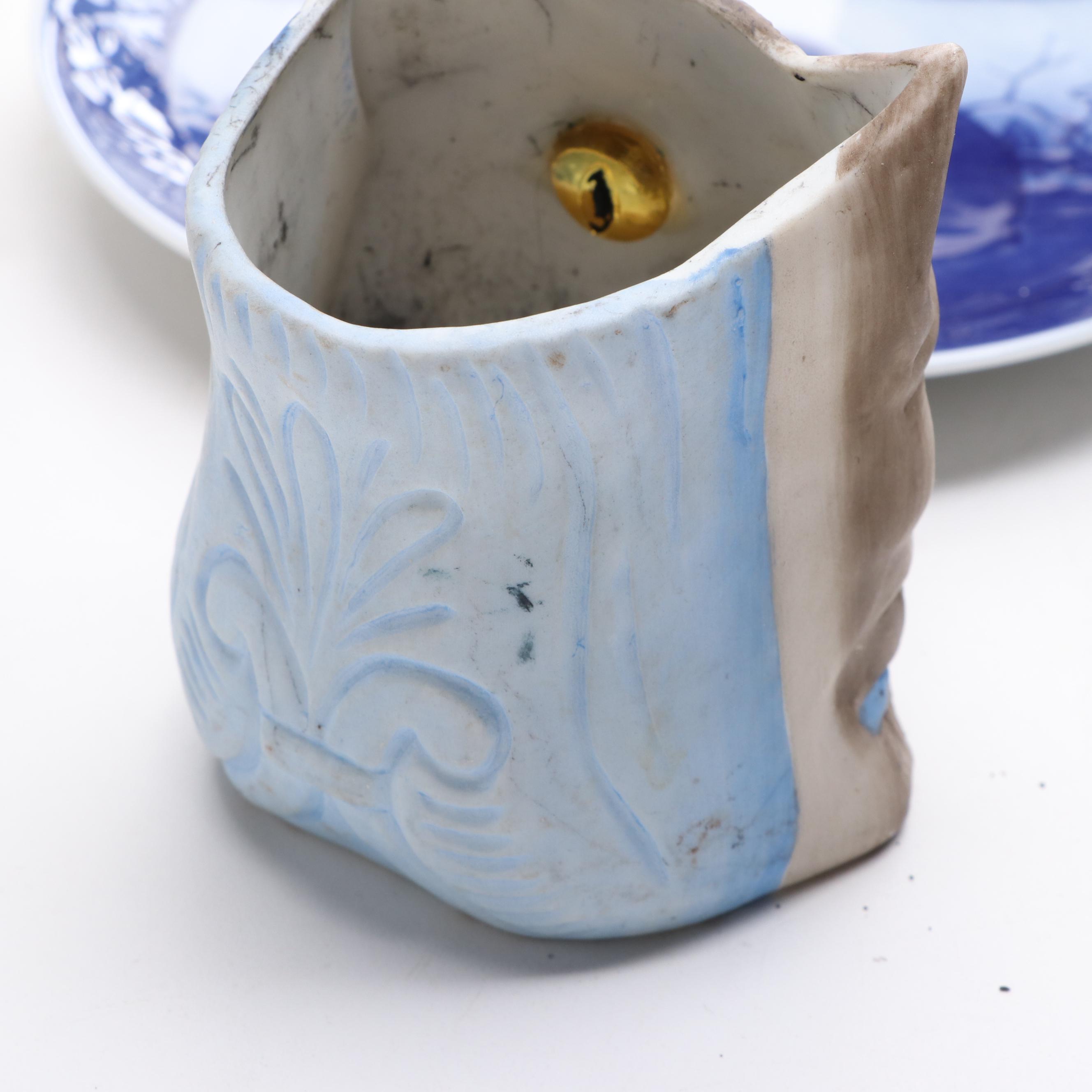 Terry Johnson Art Pottery Terracotta Tile with Other Cat Themed Décor