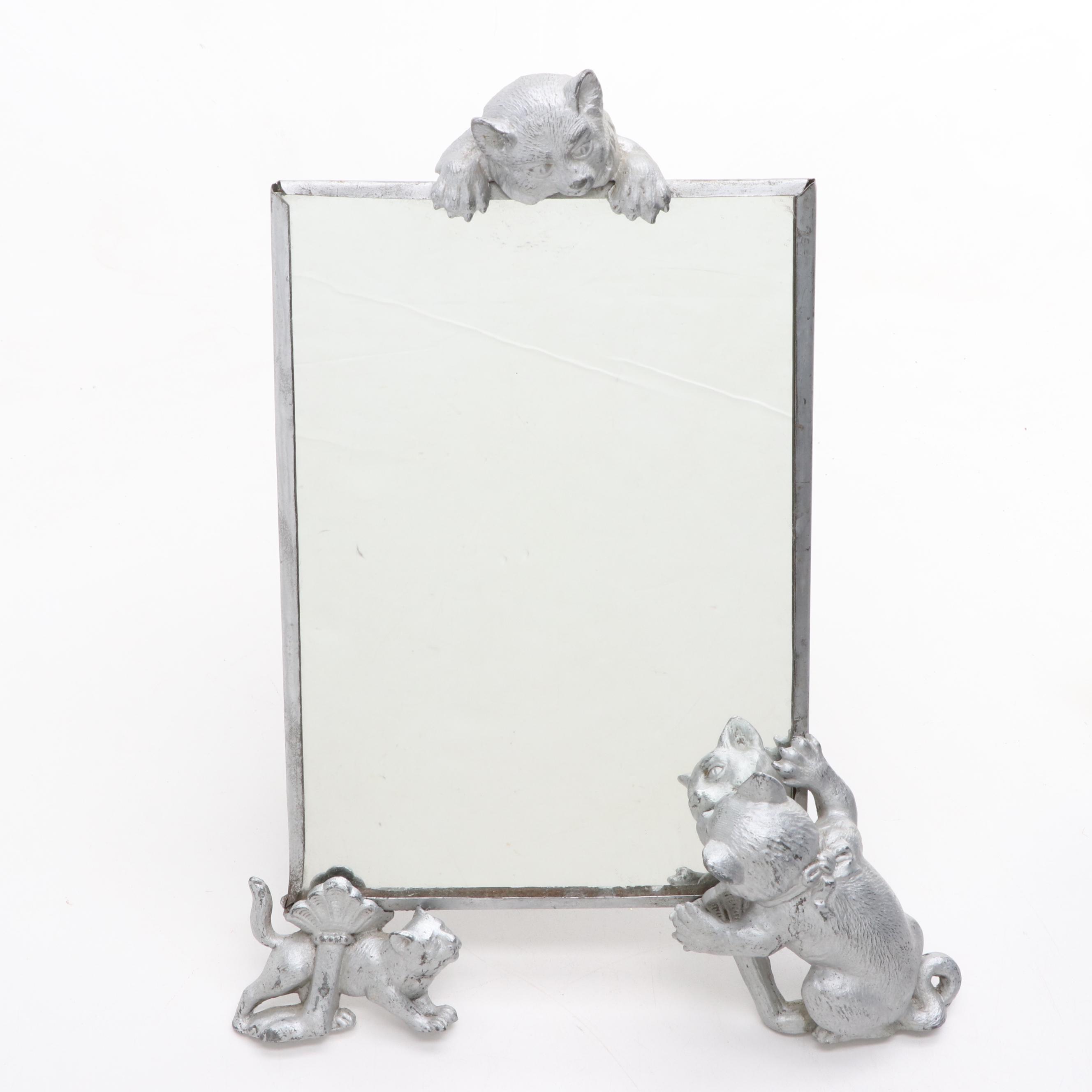 Terry Johnson Art Pottery Terracotta Tile with Other Cat Themed Décor