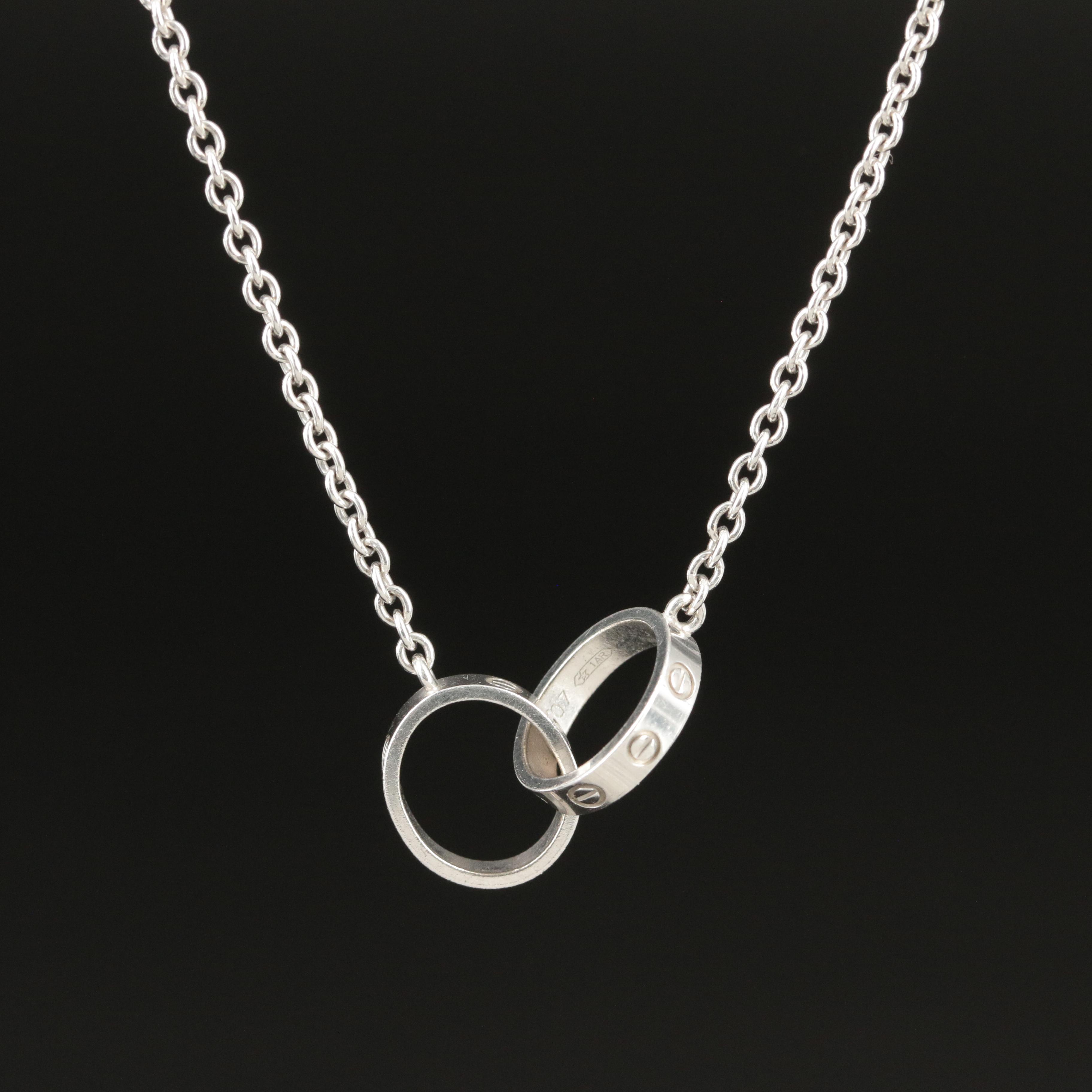 Cartier "LOVE" 18K Interlocking Rings Necklace