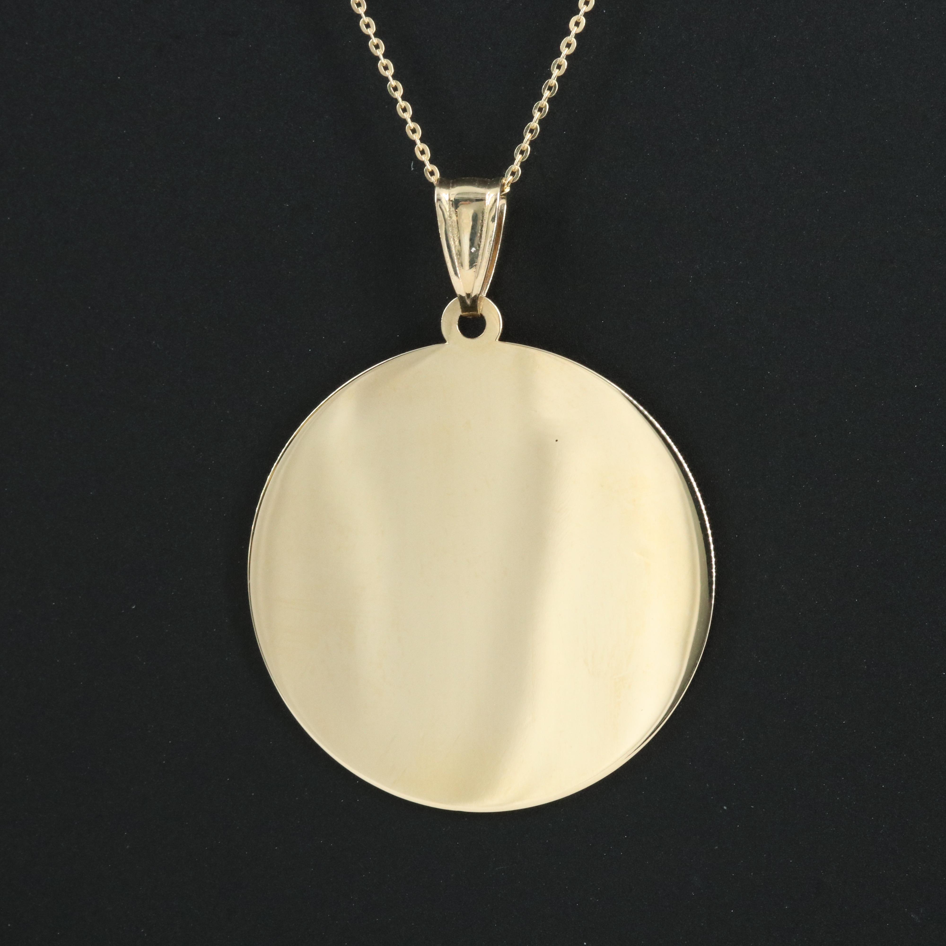 10K Disc Pendant Necklace