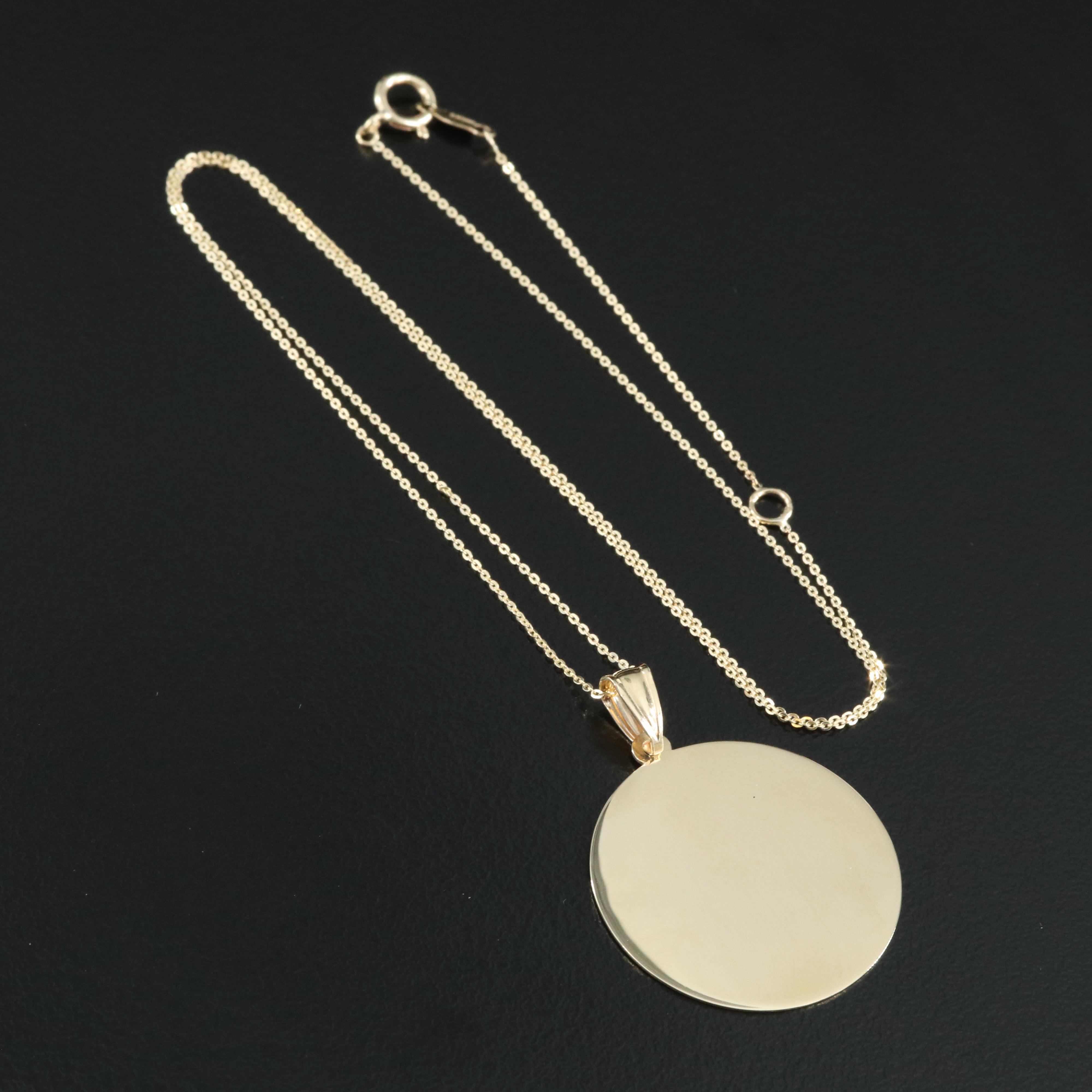 10K Disc Pendant Necklace
