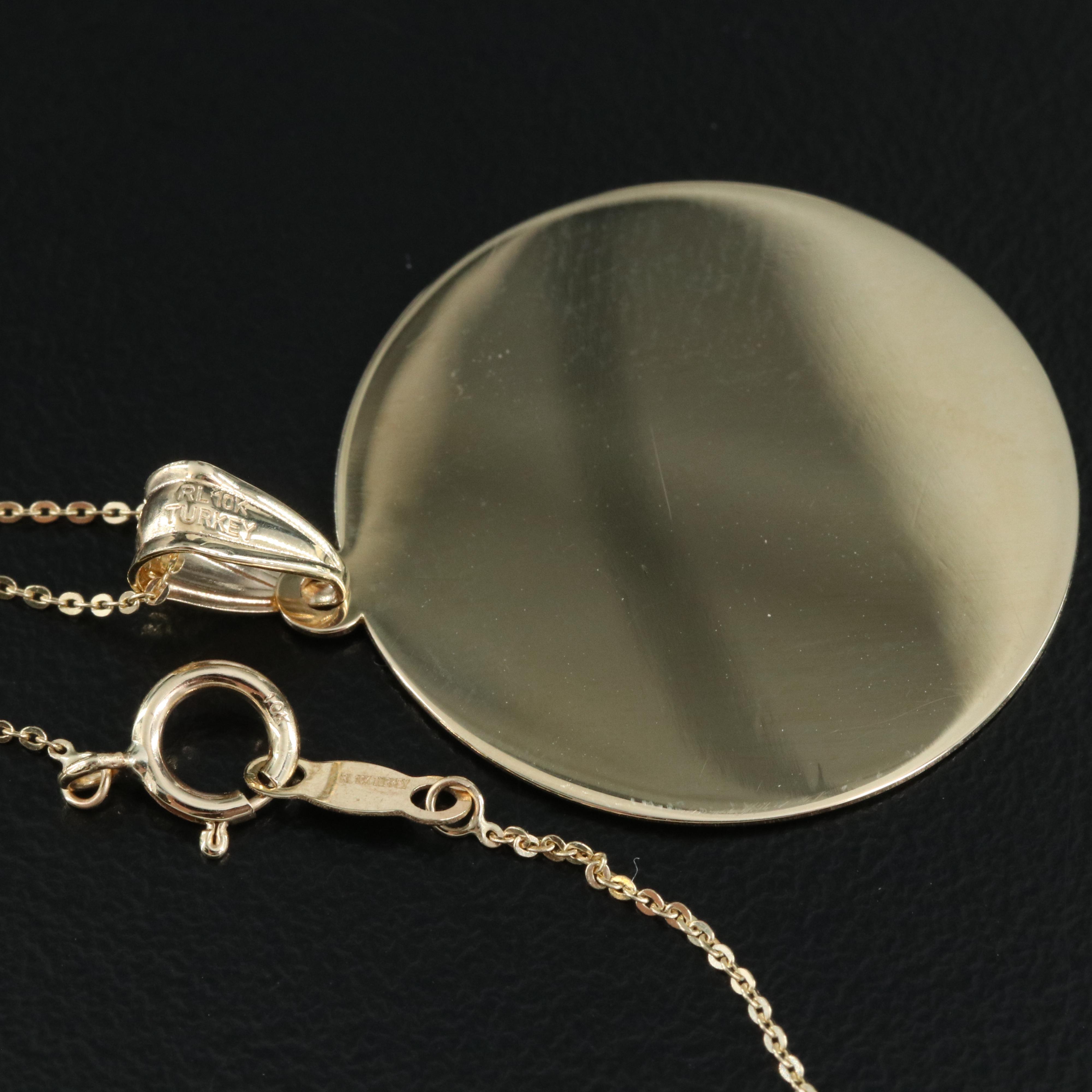 10K Disc Pendant Necklace