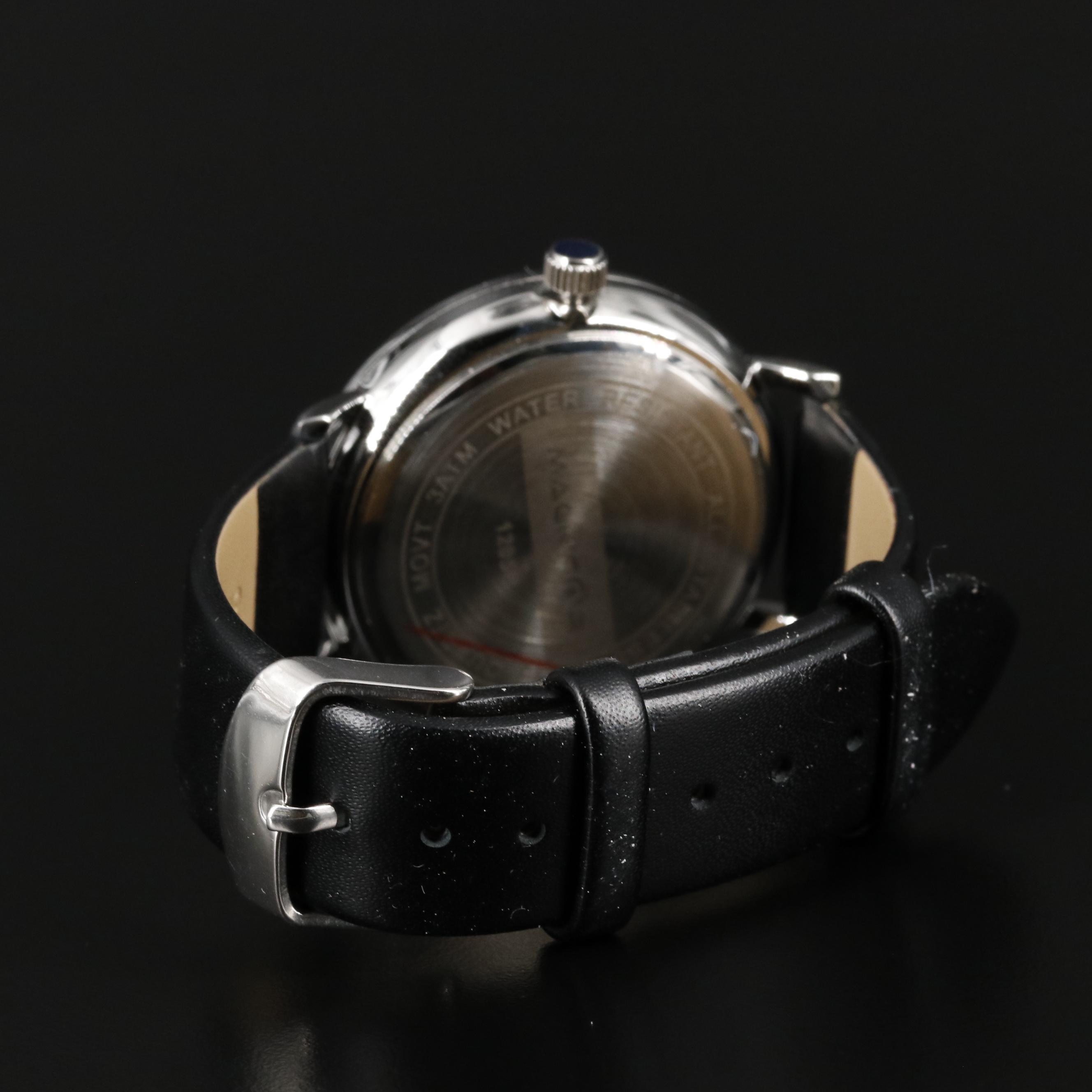Magnicor Classic Analog Watch with Black Leather Strap