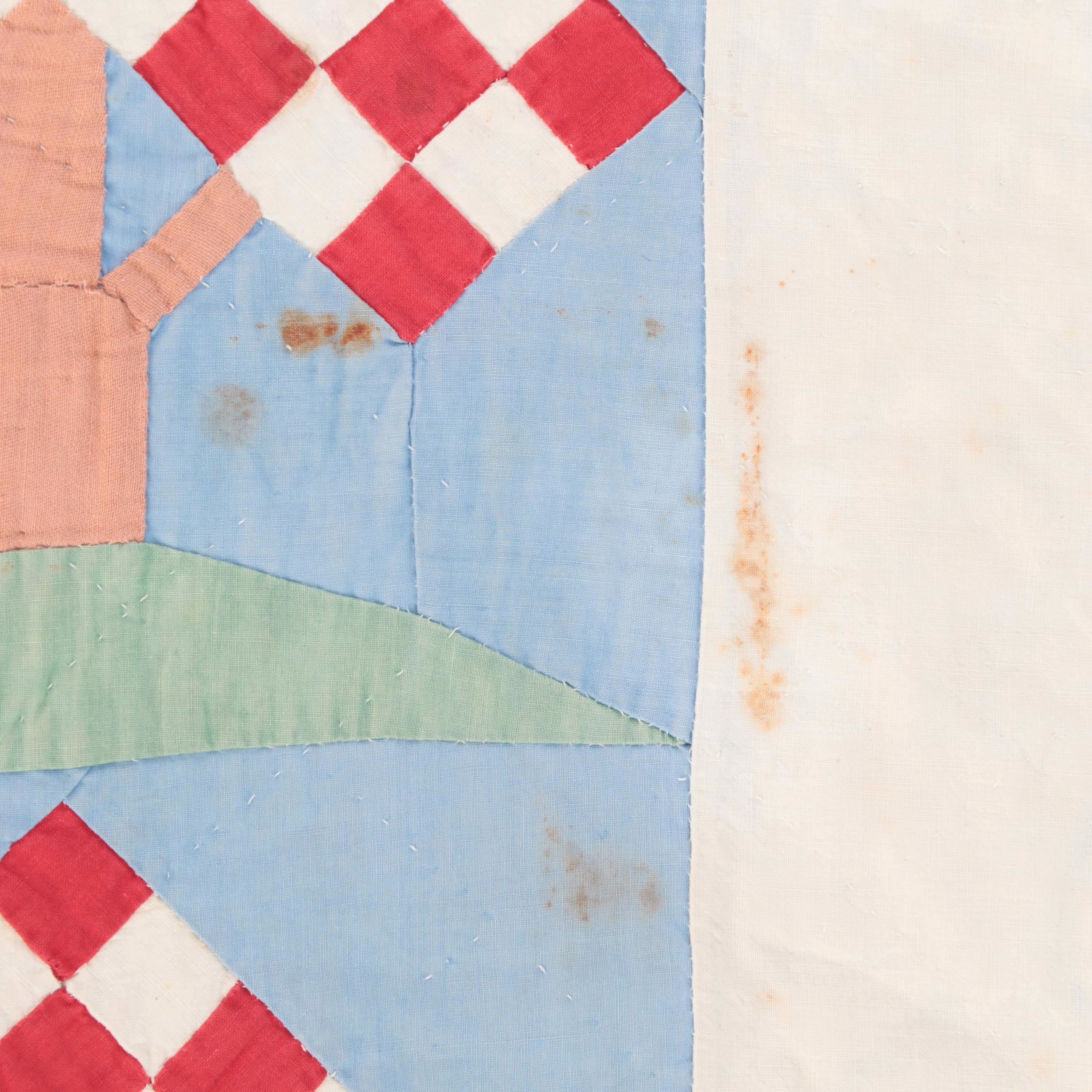 Hand-Crafted Bicentennial Theme Block Quilt