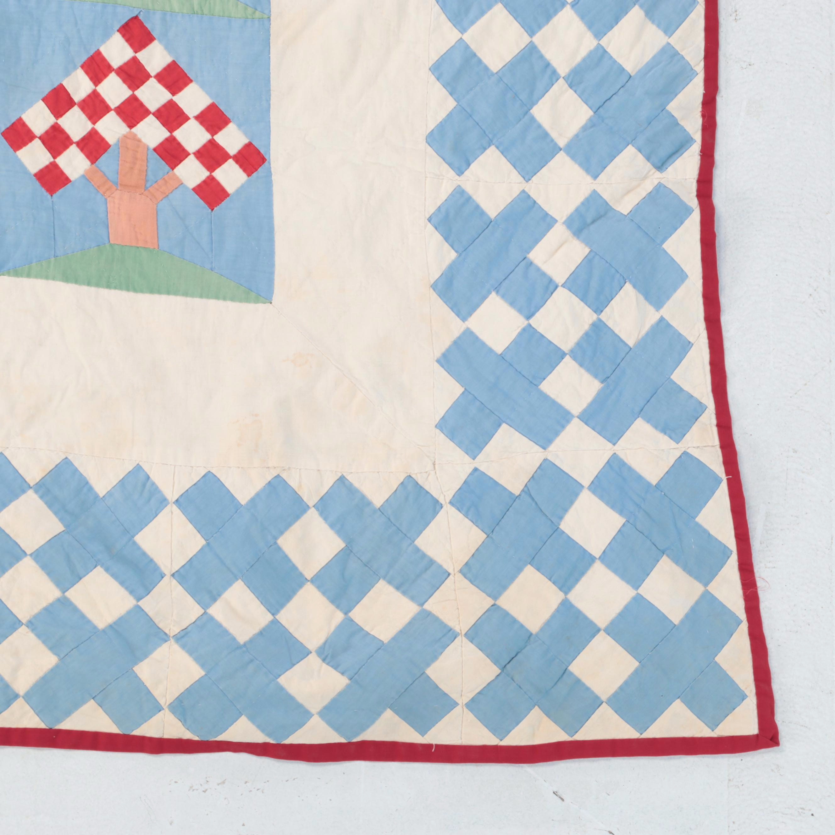 Hand-Crafted Bicentennial Theme Block Quilt