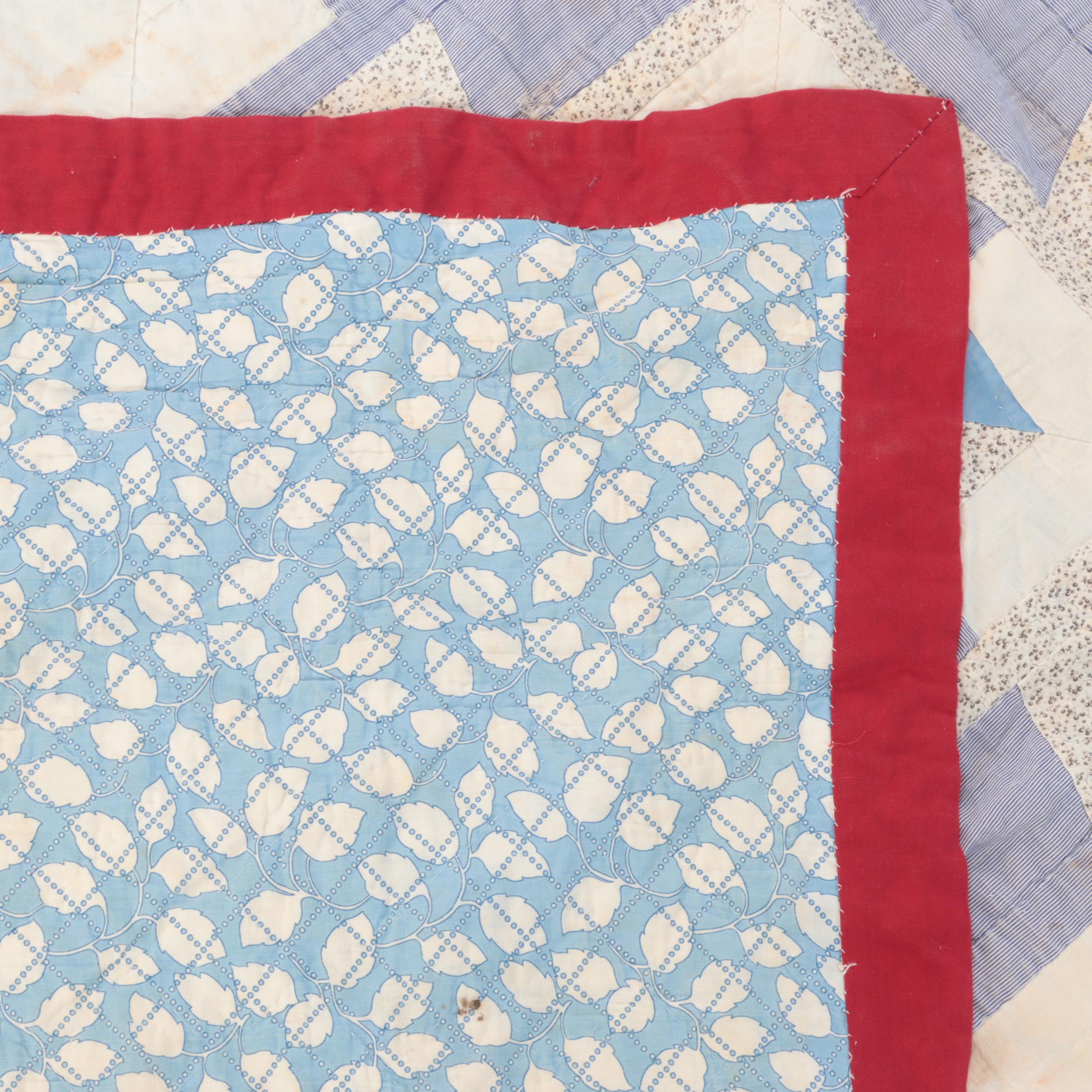 Hand-Crafted Bicentennial Theme Block Quilt