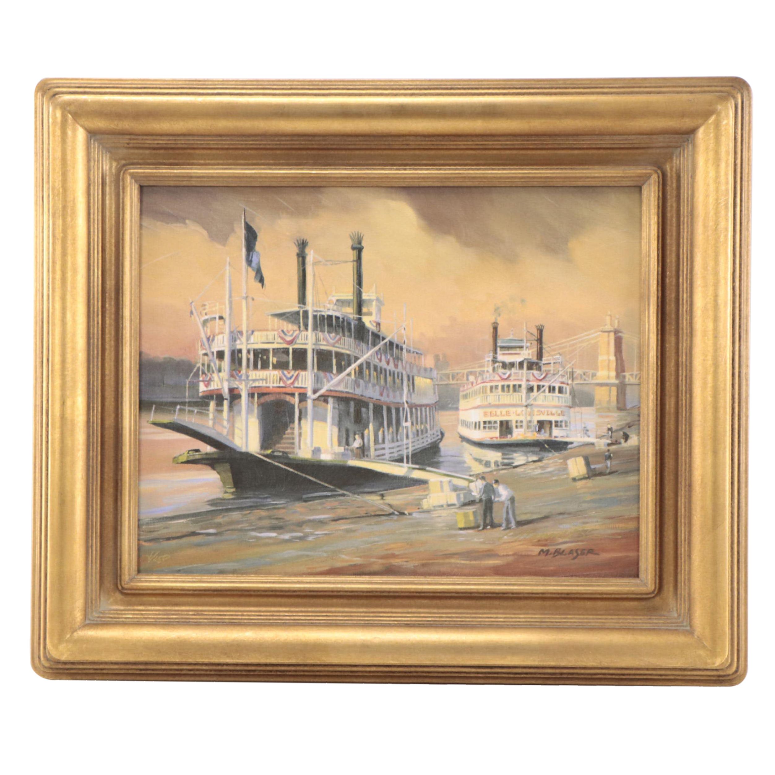 Michael Blaser Giclée of Banked Riverboats