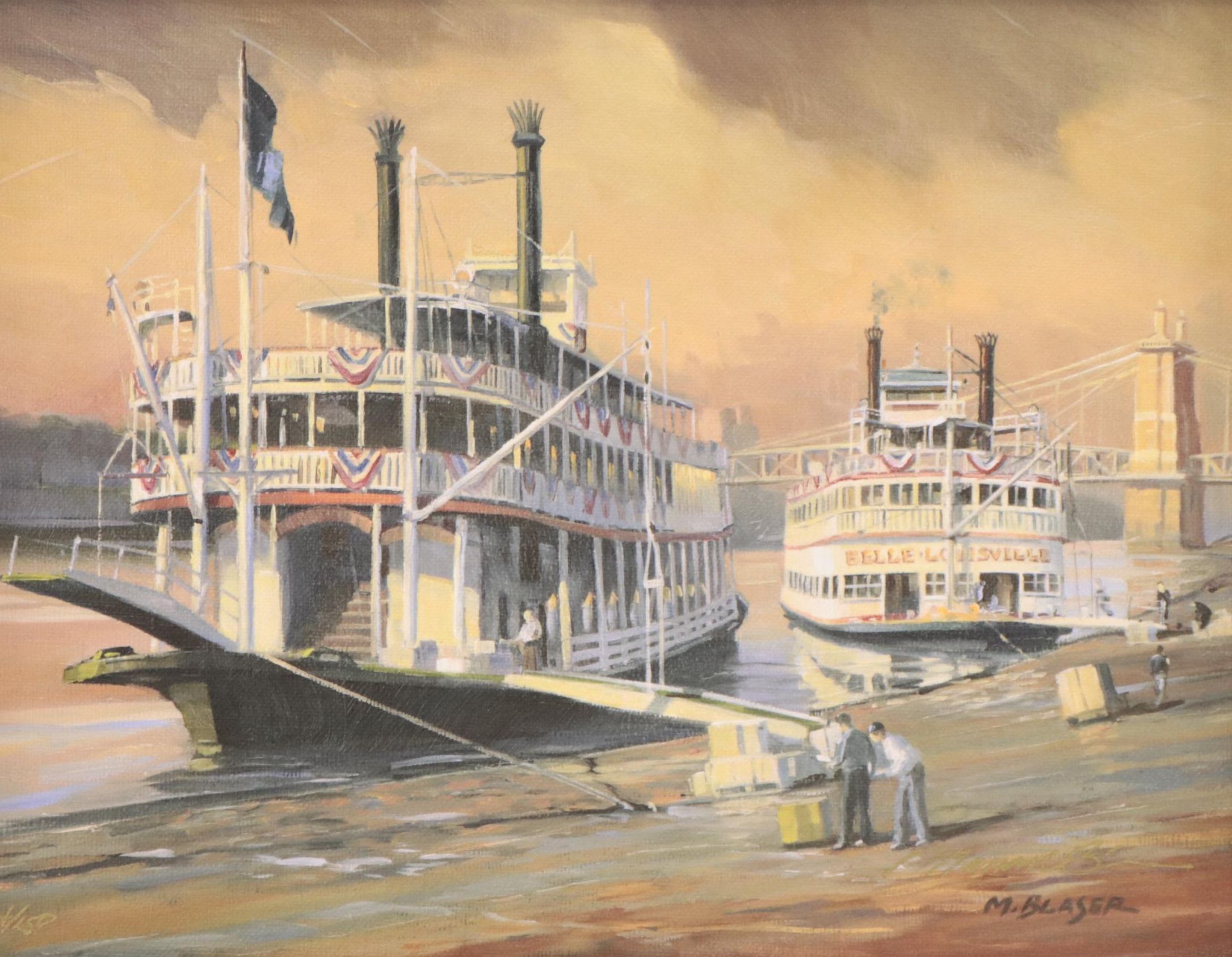 Michael Blaser Giclée of Banked Riverboats