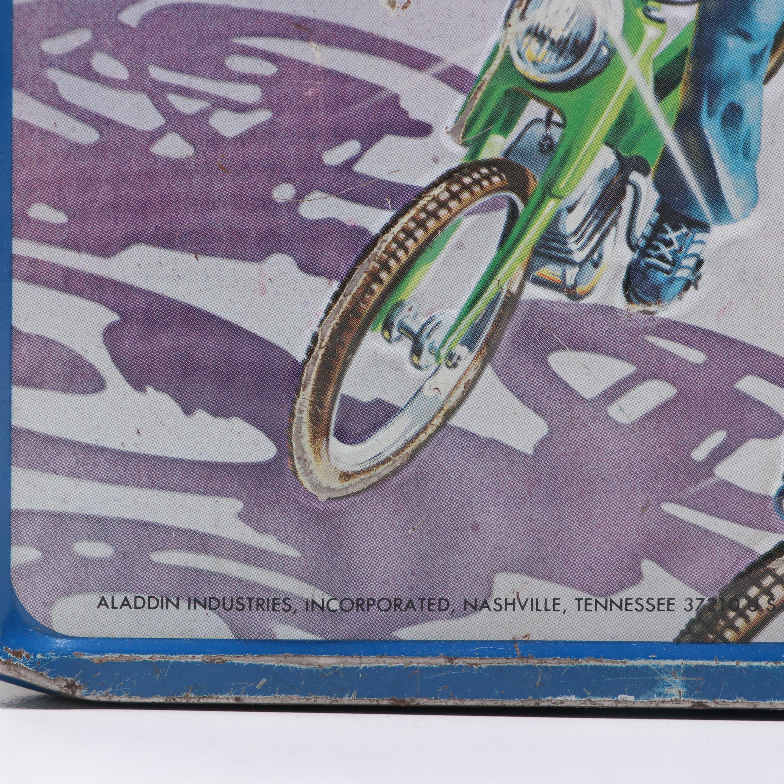 Aladdin Industries "The Cyclist Moped" and "Evel Knievel" Lunchboxes