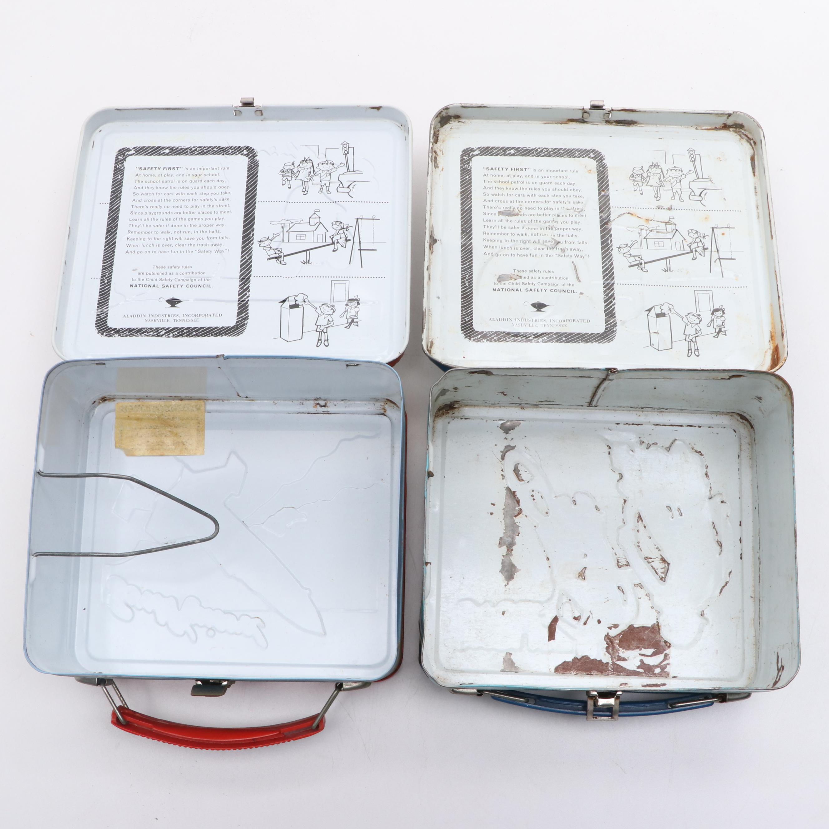 Aladdin Industries "The Cyclist Moped" and "Evel Knievel" Lunchboxes