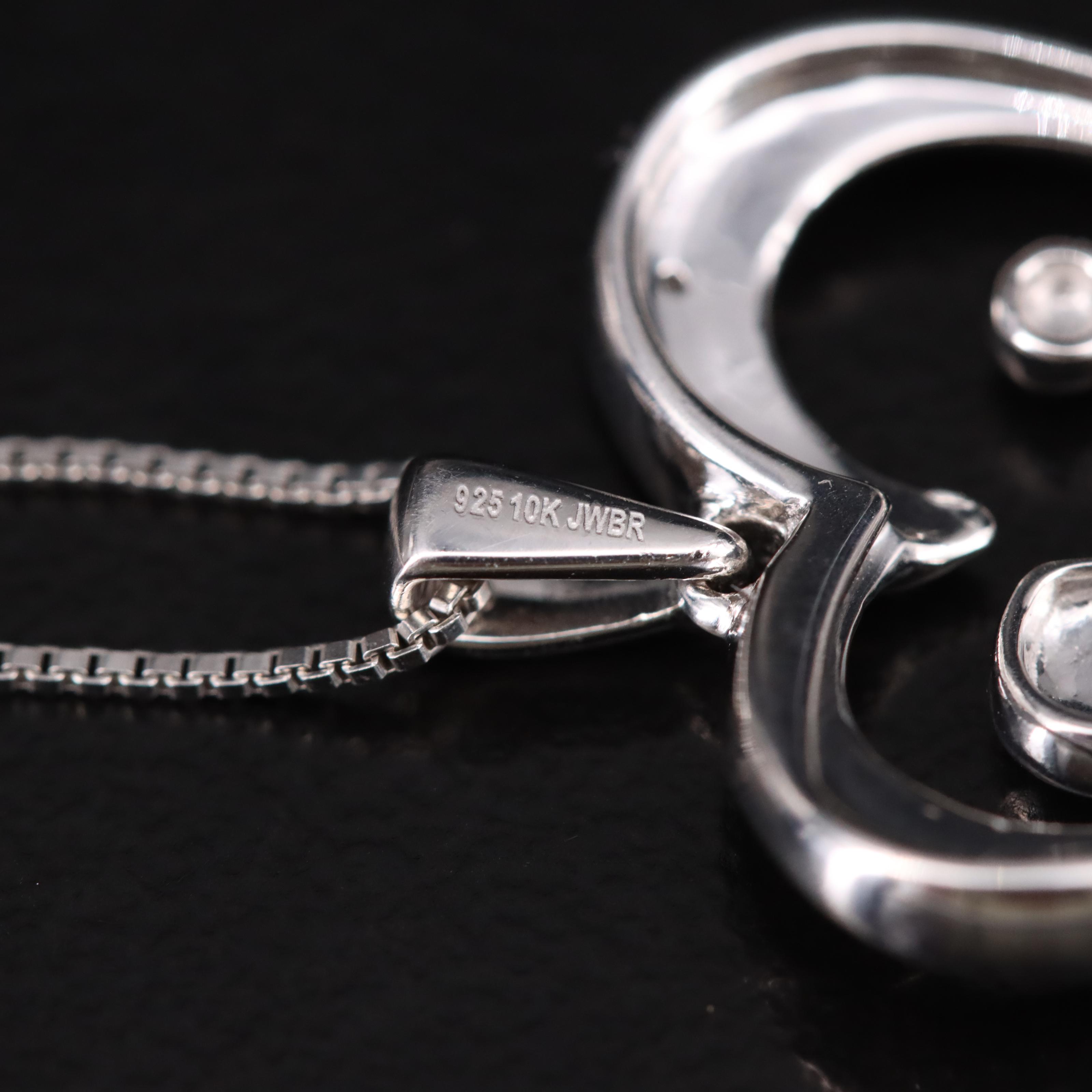 Sterling Silver Diamond Mother and Child Heart Necklace with a 10K Accent