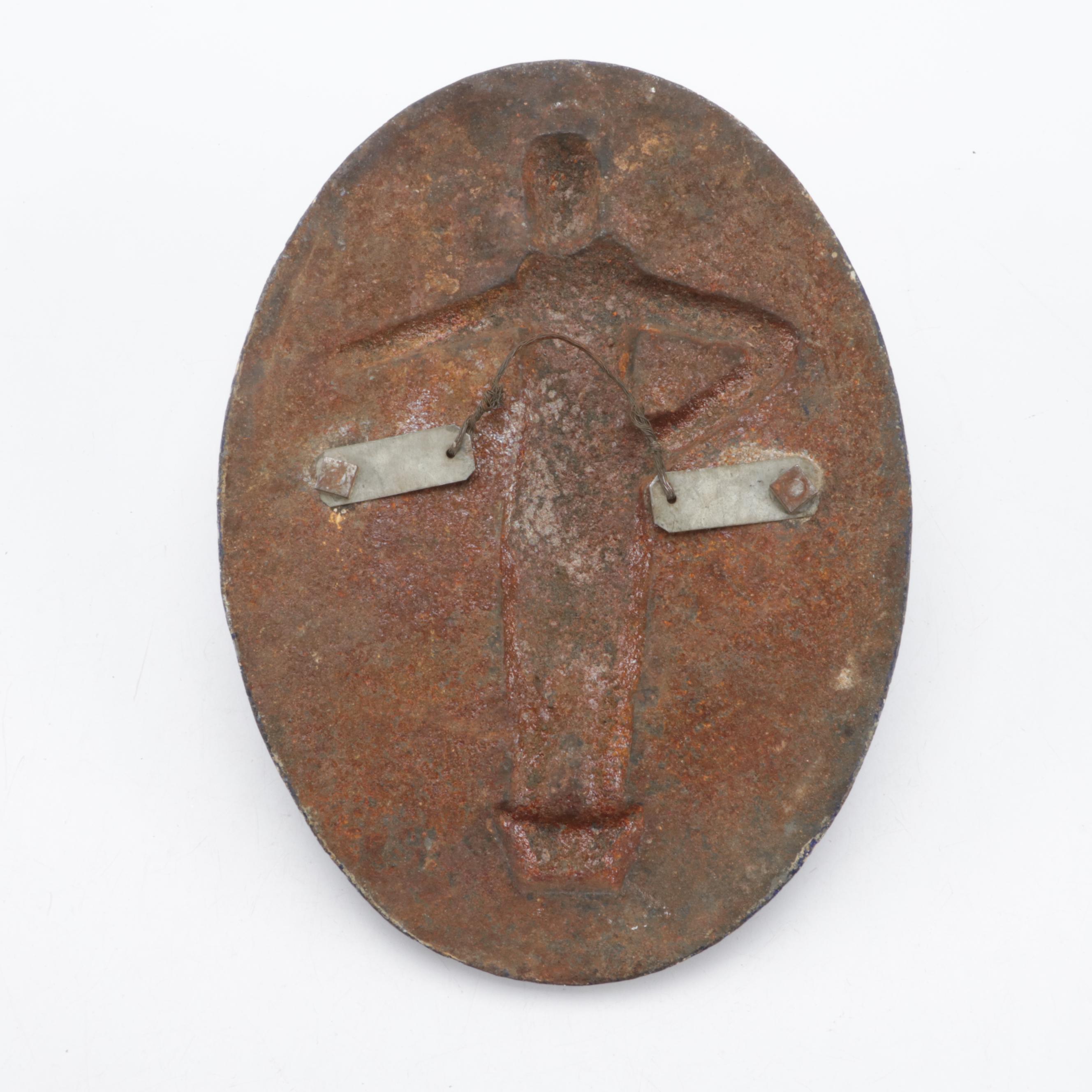 Hand-Painted Embossed Cast Metal Figural Plaques