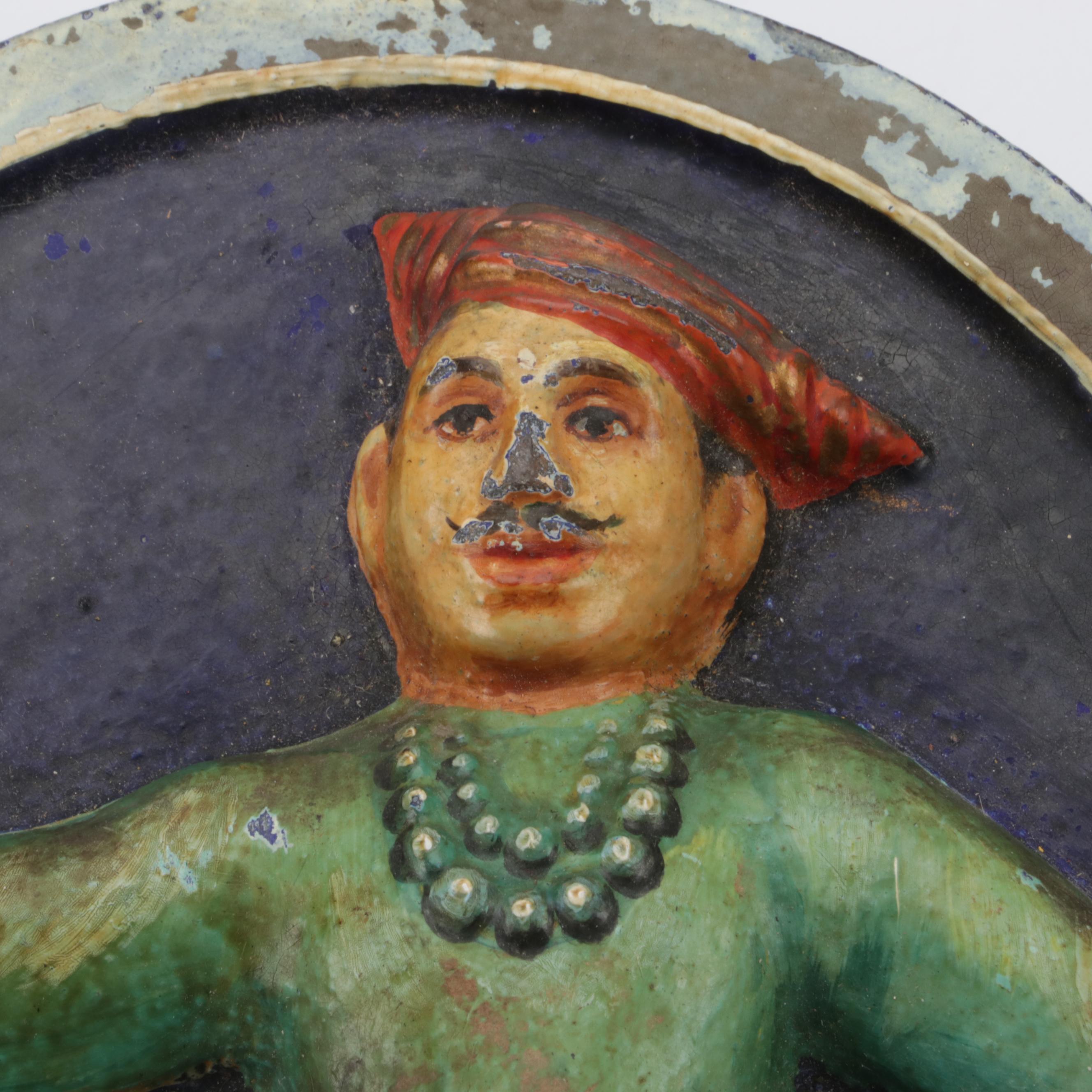 Hand-Painted Embossed Cast Metal Figural Plaques