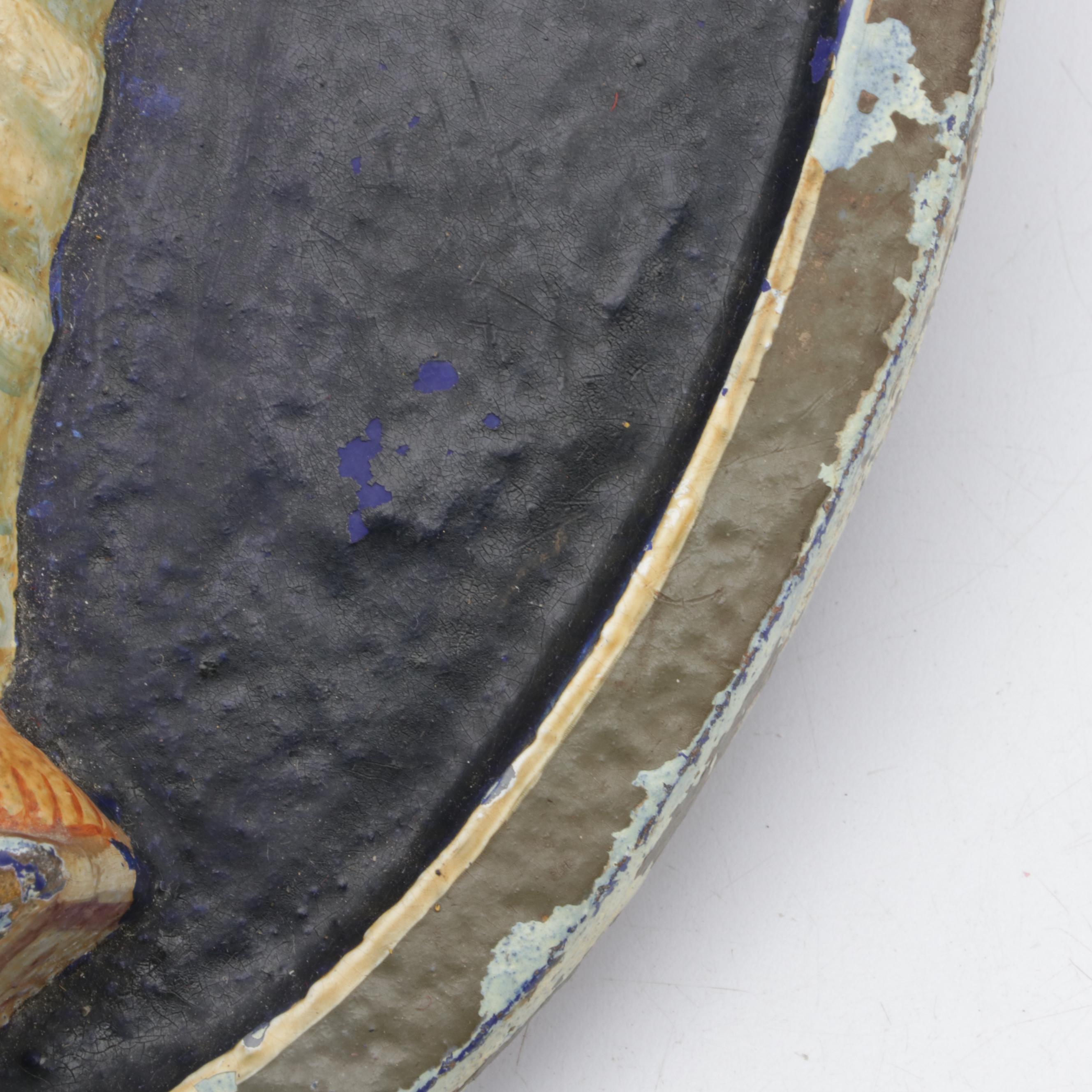 Hand-Painted Embossed Cast Metal Figural Plaques