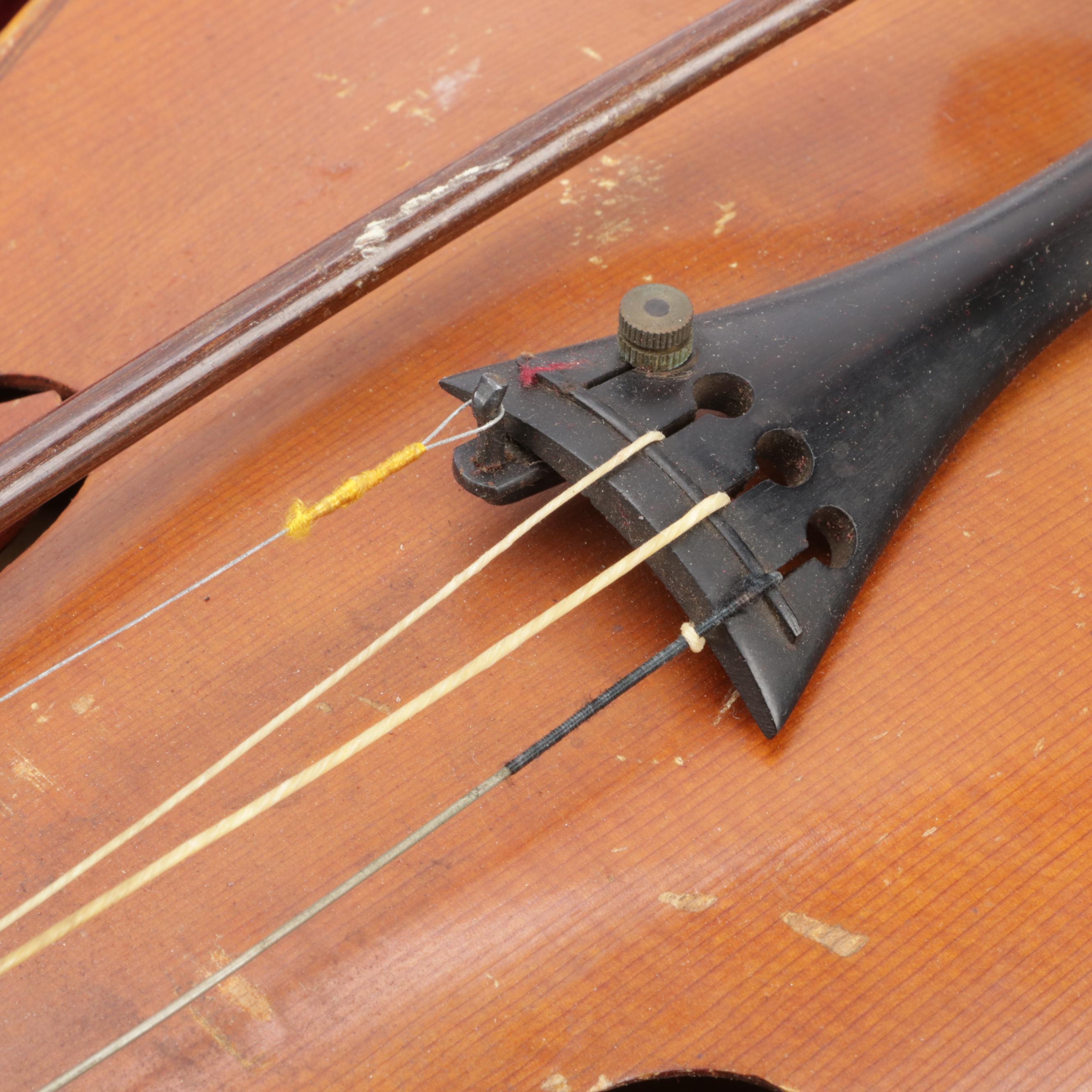4/4 Violin with Mother-Of-Pearl Inlay Wood Bow and More