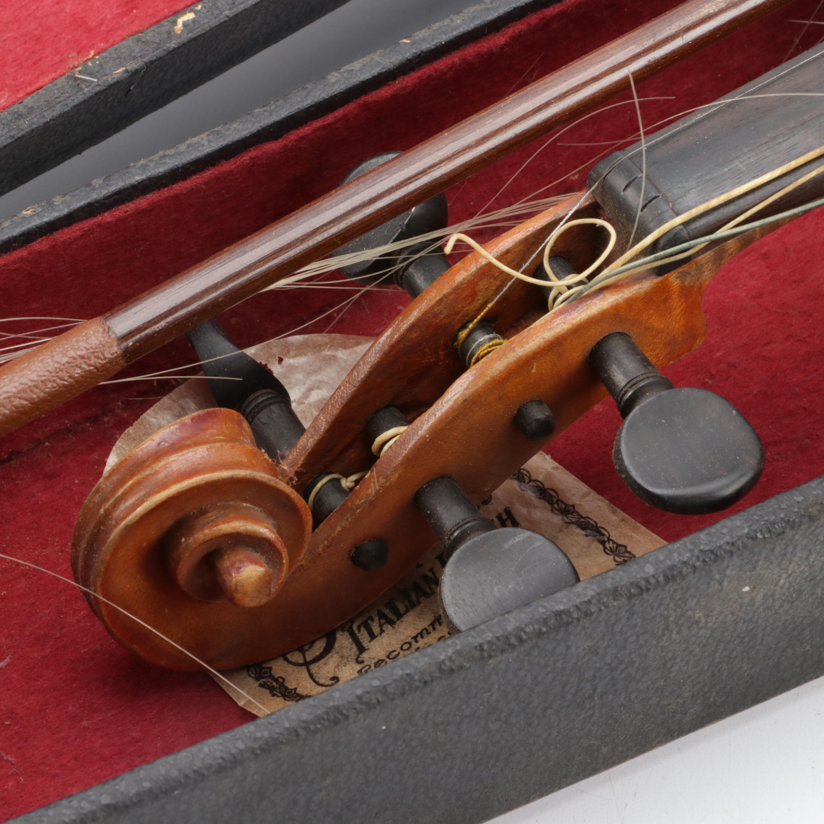 4/4 Violin with Mother-Of-Pearl Inlay Wood Bow and More