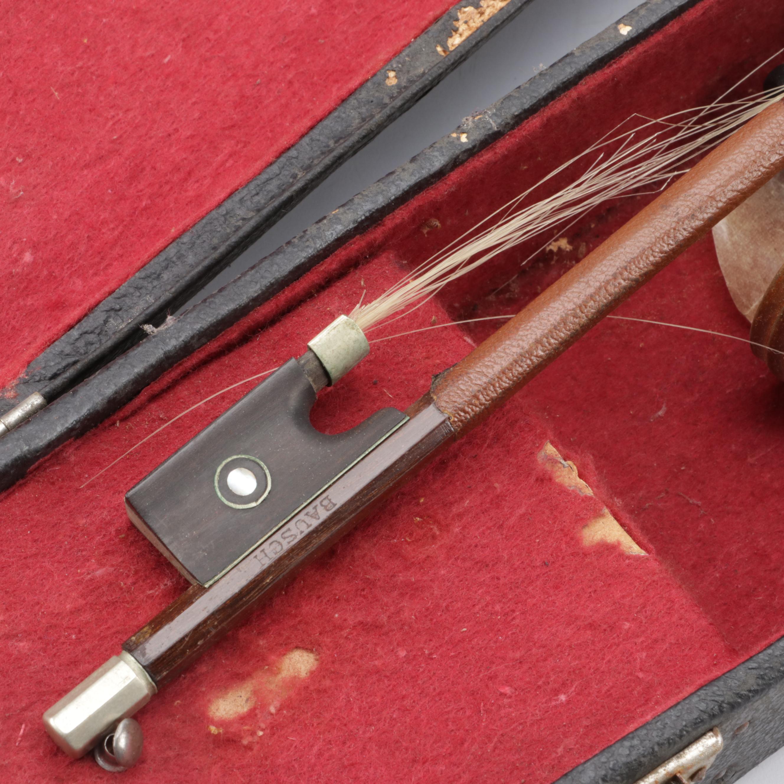 4/4 Violin with Mother-Of-Pearl Inlay Wood Bow and More