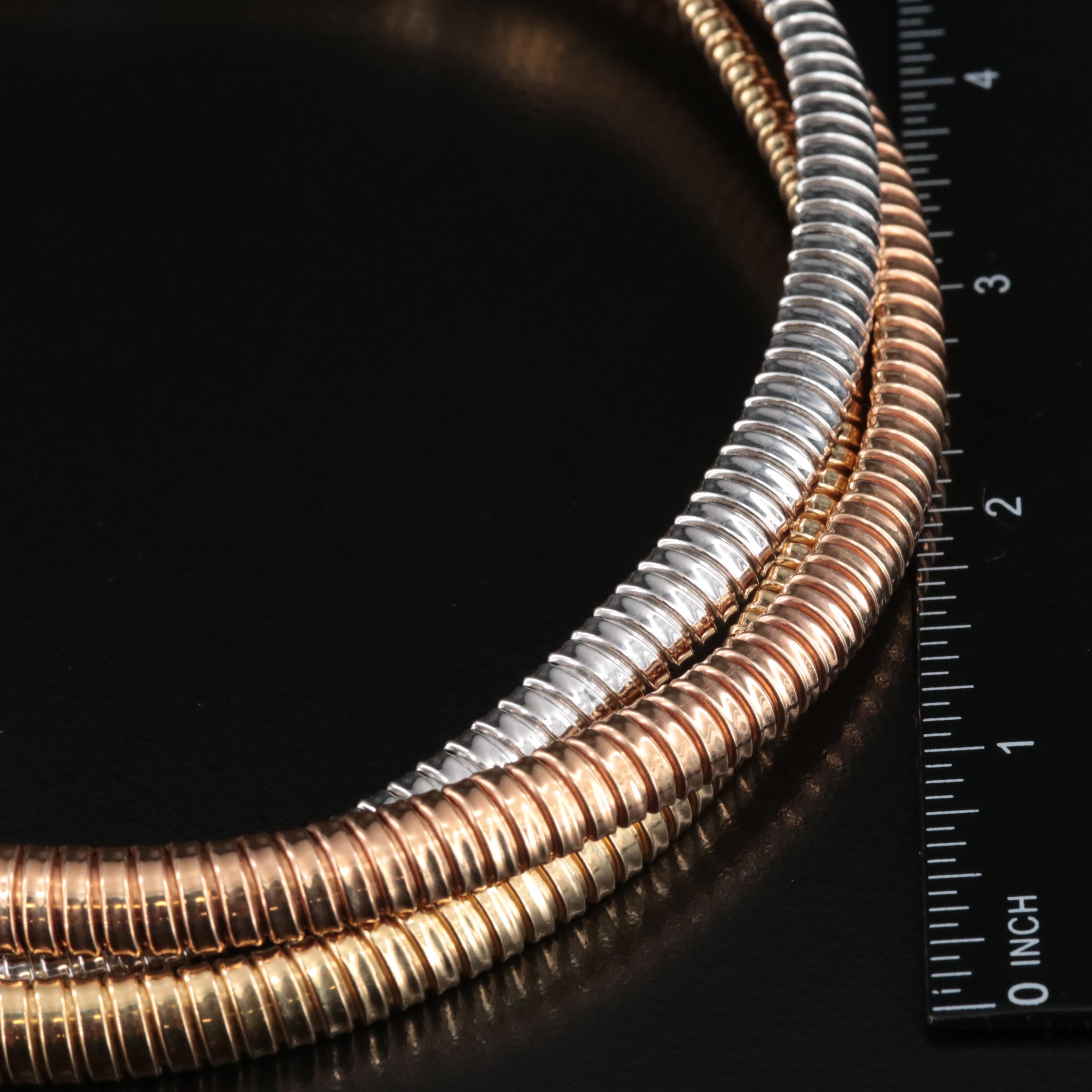 Italian 18K Tri-Color Tubogas Chain Necklace