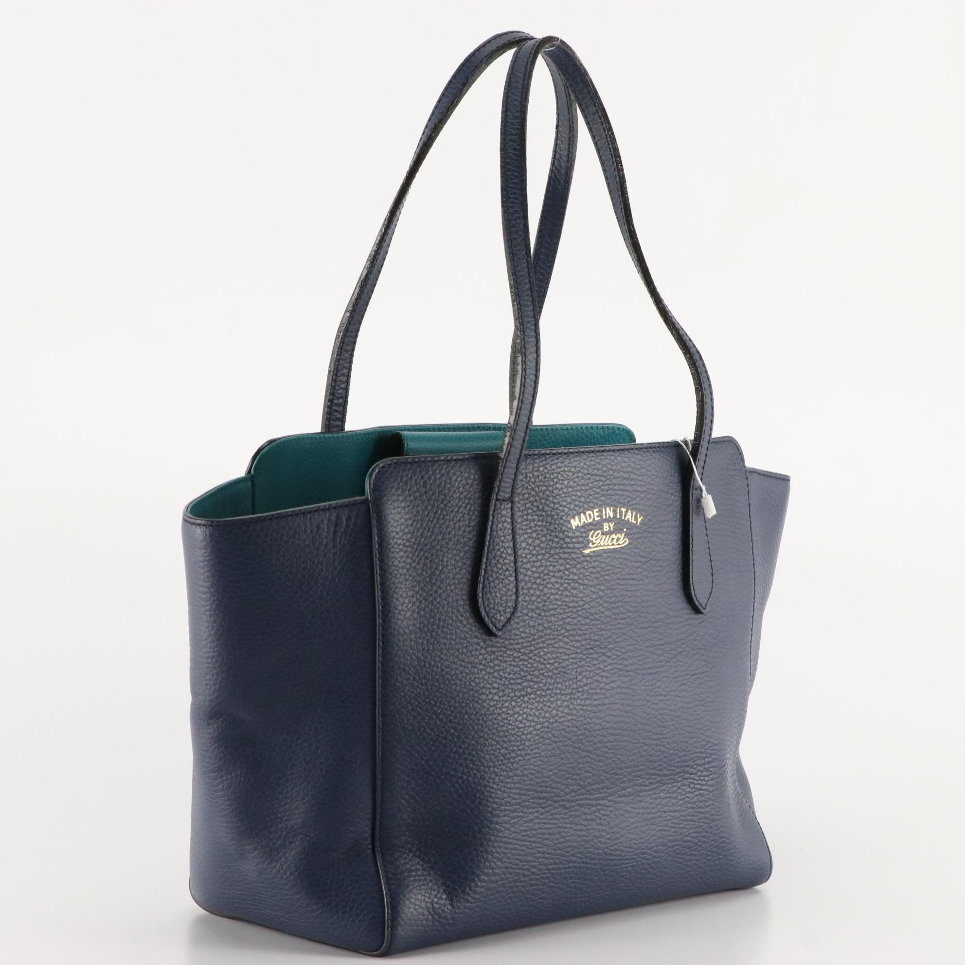 Gucci Swing Tote Bag in Blue Bicolor Leather