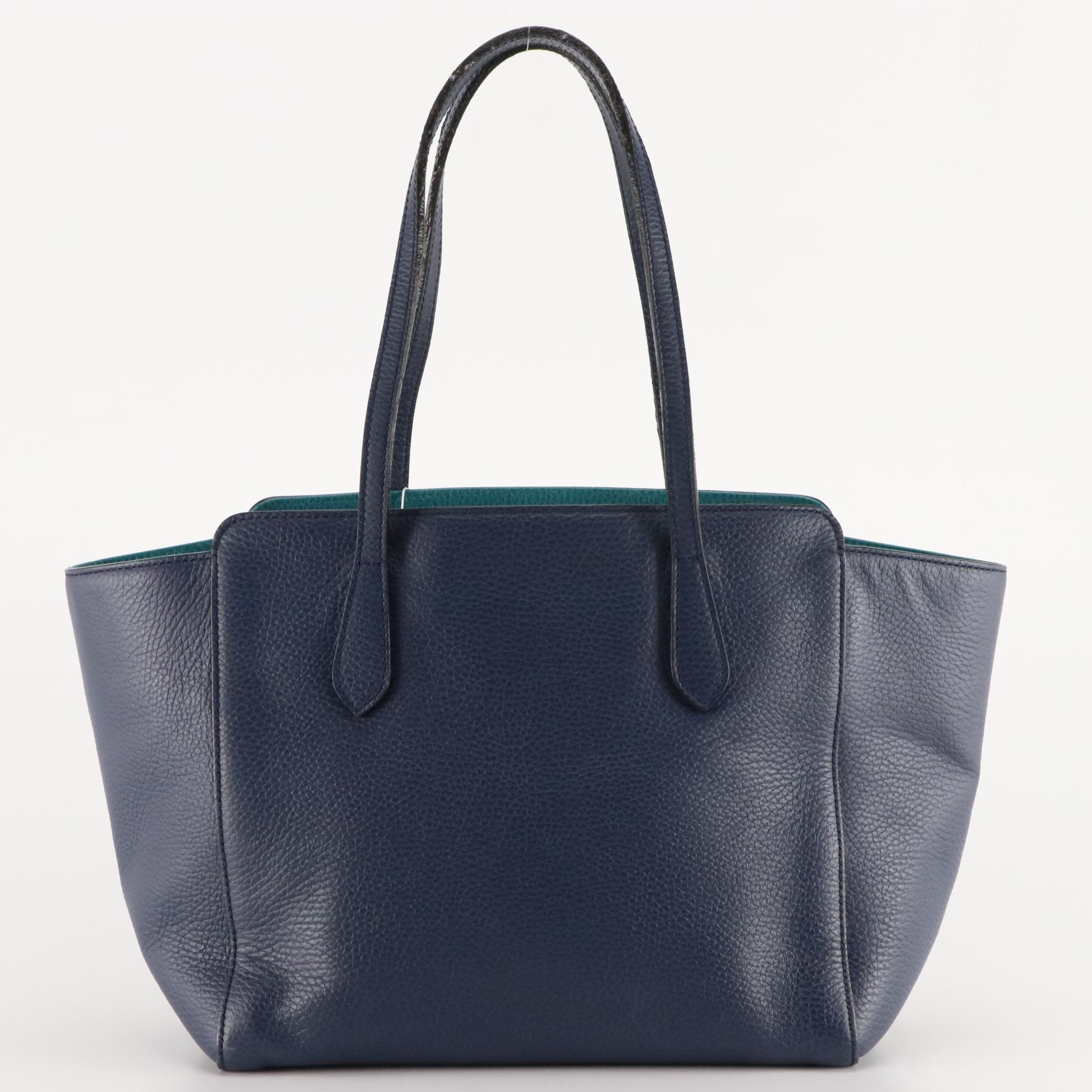 Gucci Swing Tote Bag in Blue Bicolor Leather
