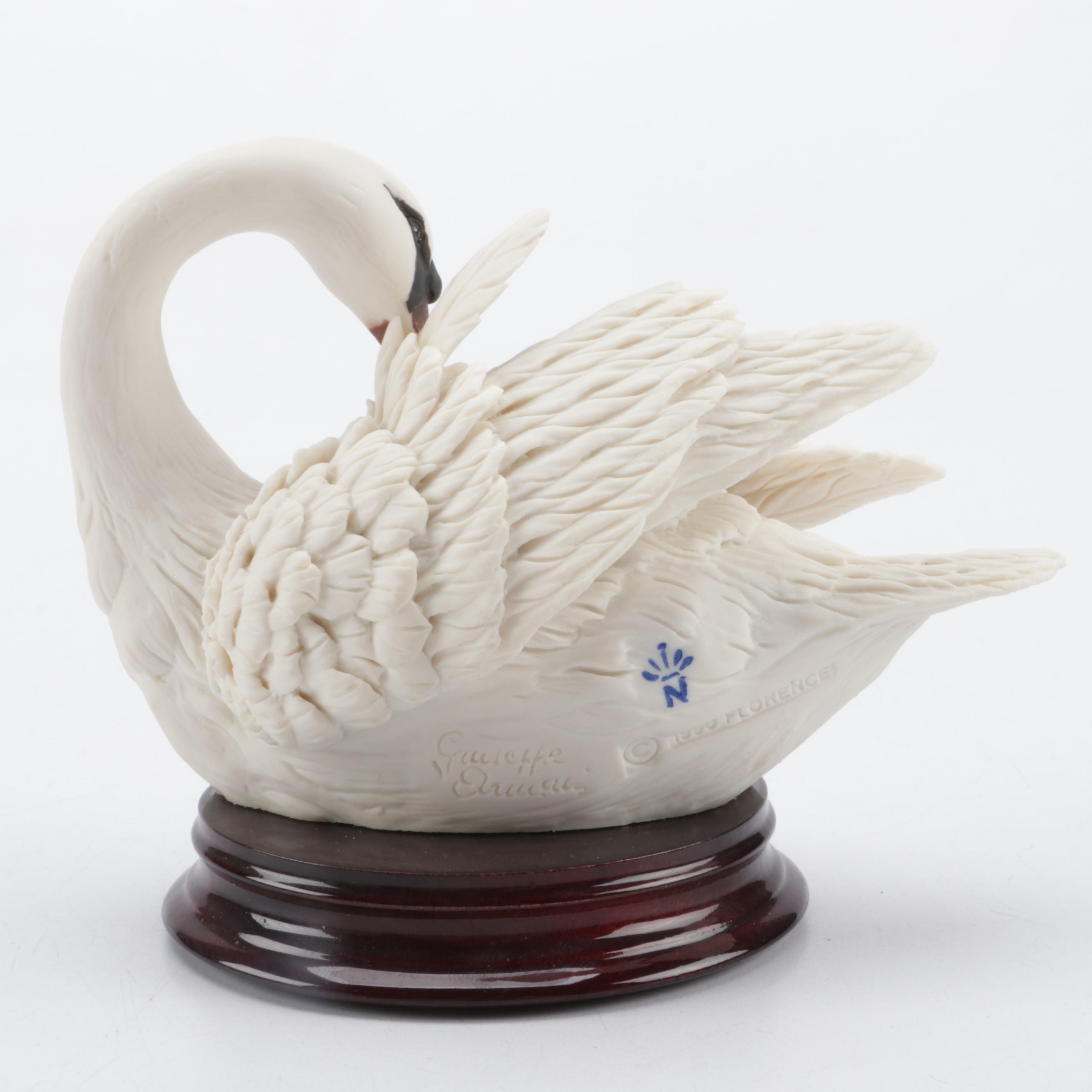 Florence Giuseppe Armani "Swan" and "Swan With Head On Back" Porcelain Figurines