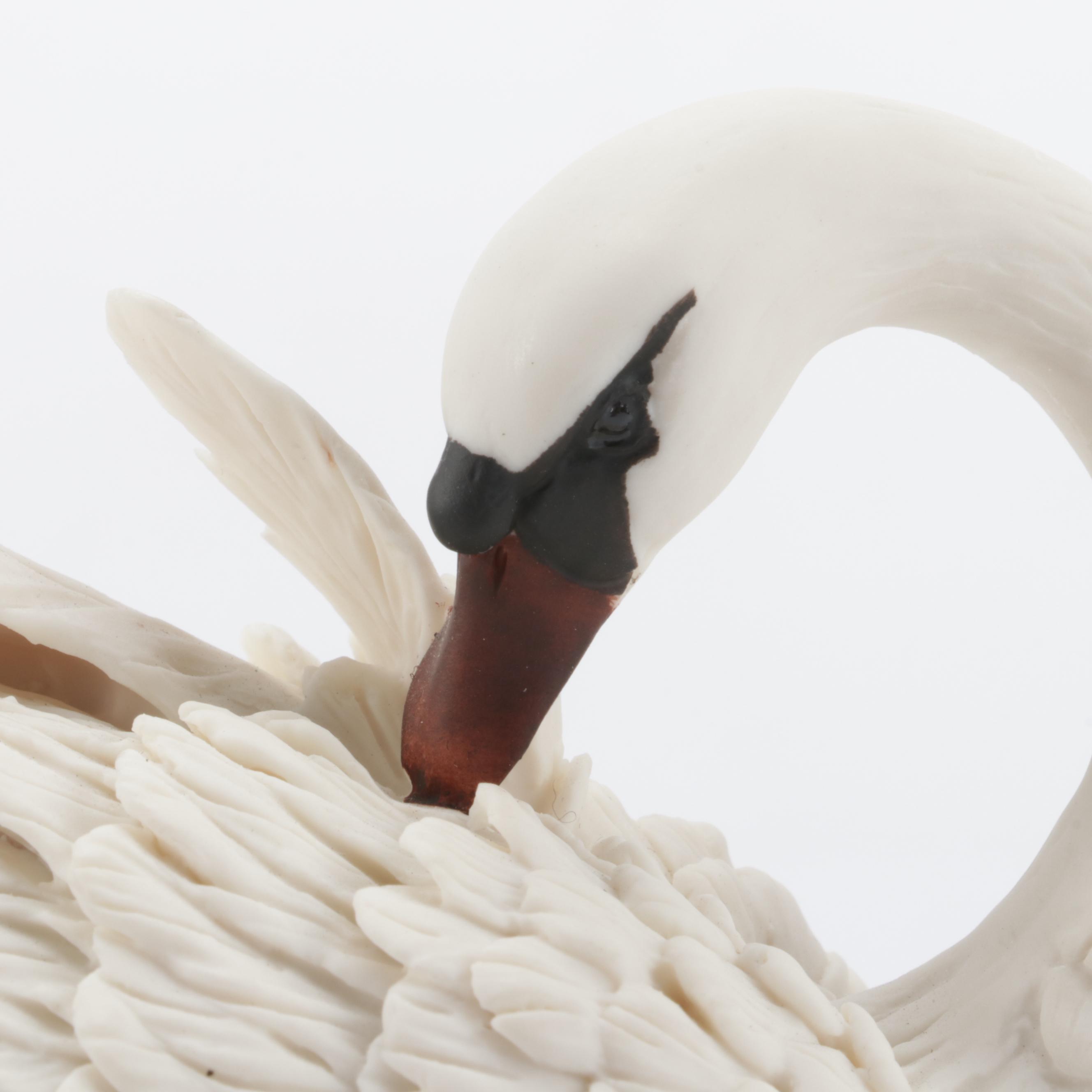 Florence Giuseppe Armani "Swan" and "Swan With Head On Back" Porcelain Figurines