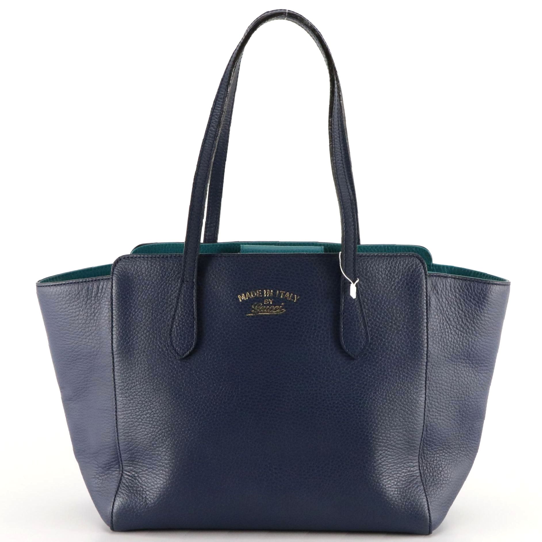 Gucci Swing Tote Bag in Blue Bicolor Leather