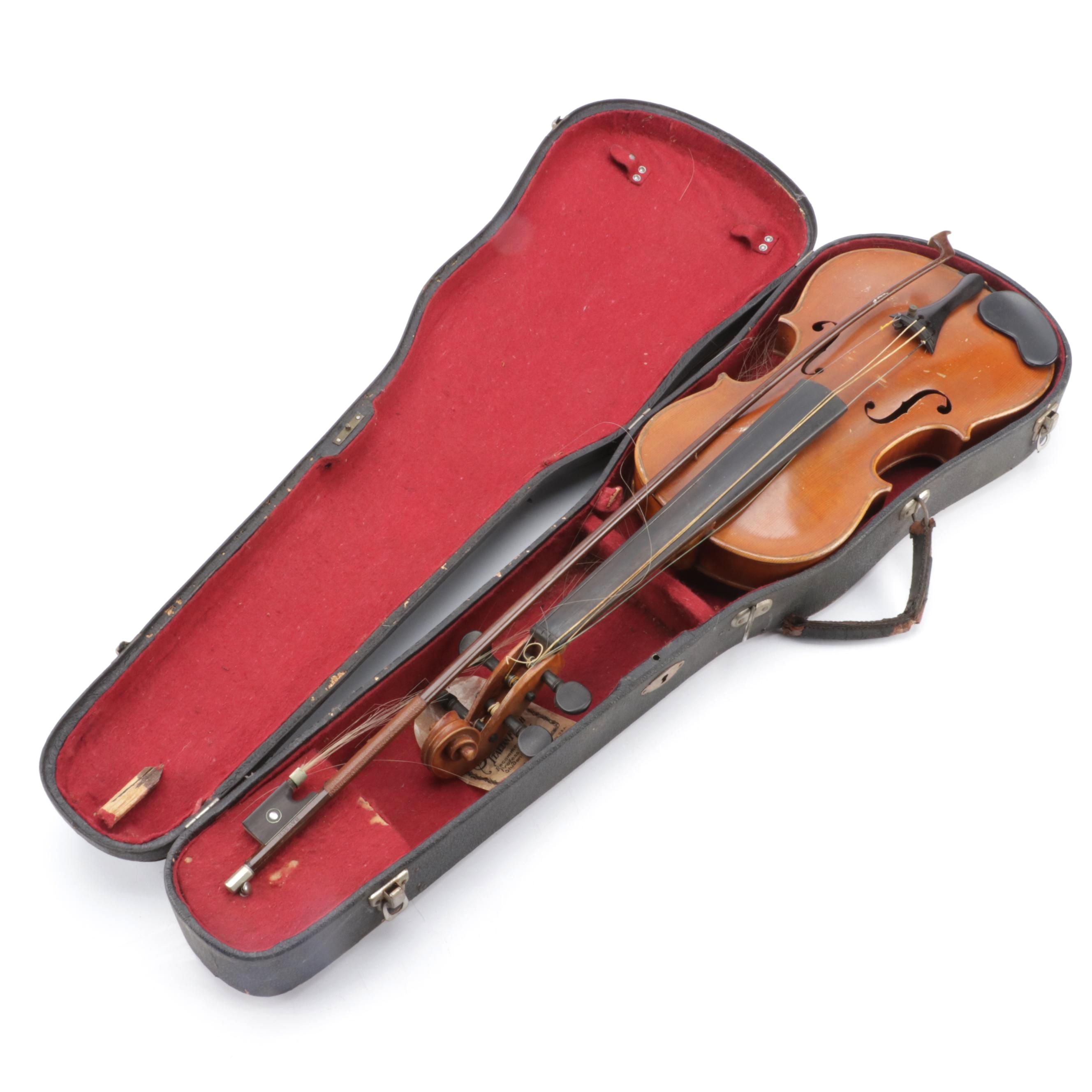 4/4 Violin with Mother-Of-Pearl Inlay Wood Bow and More