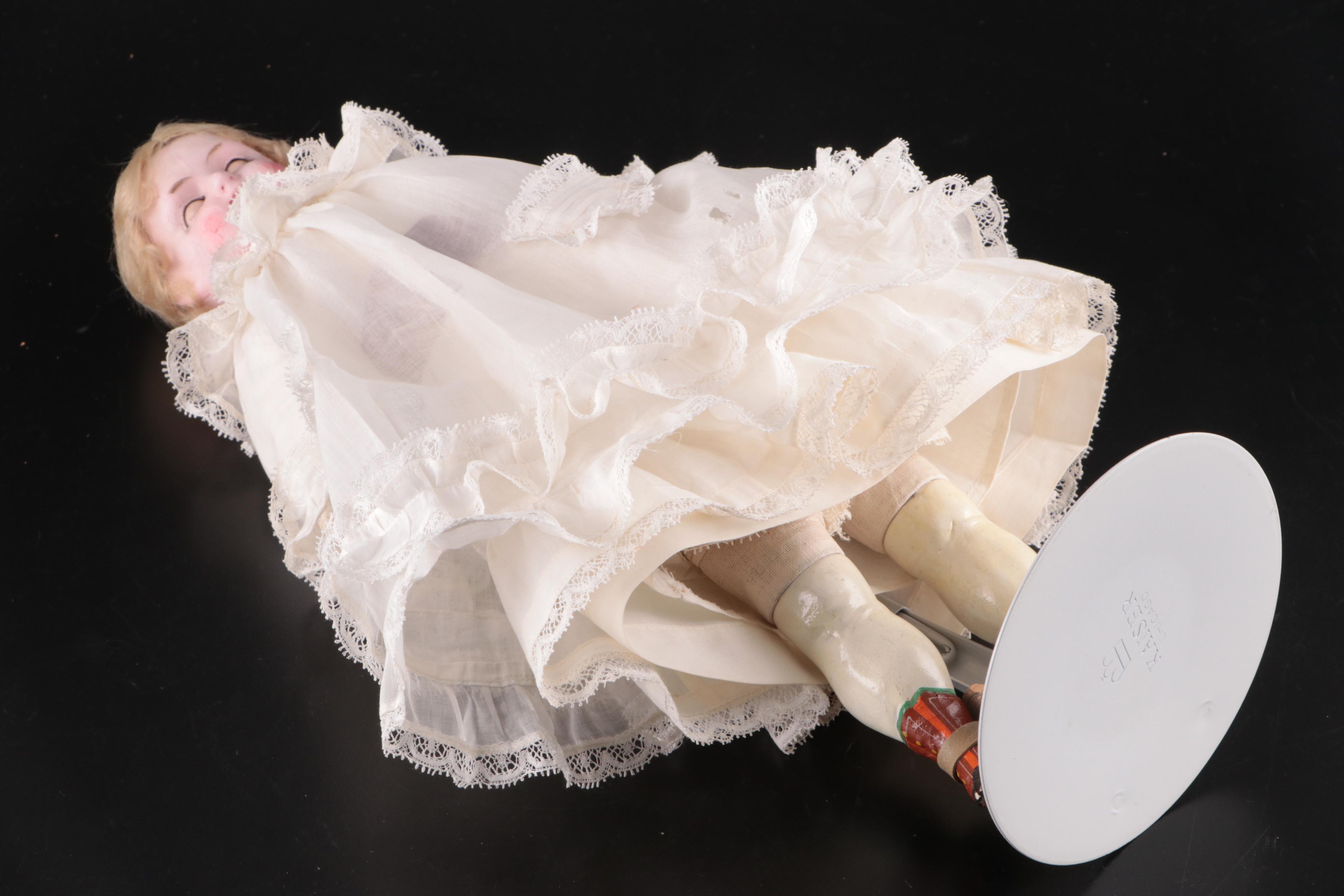 Wax Over Composition Doll in Case, Mid to Late 19th Century