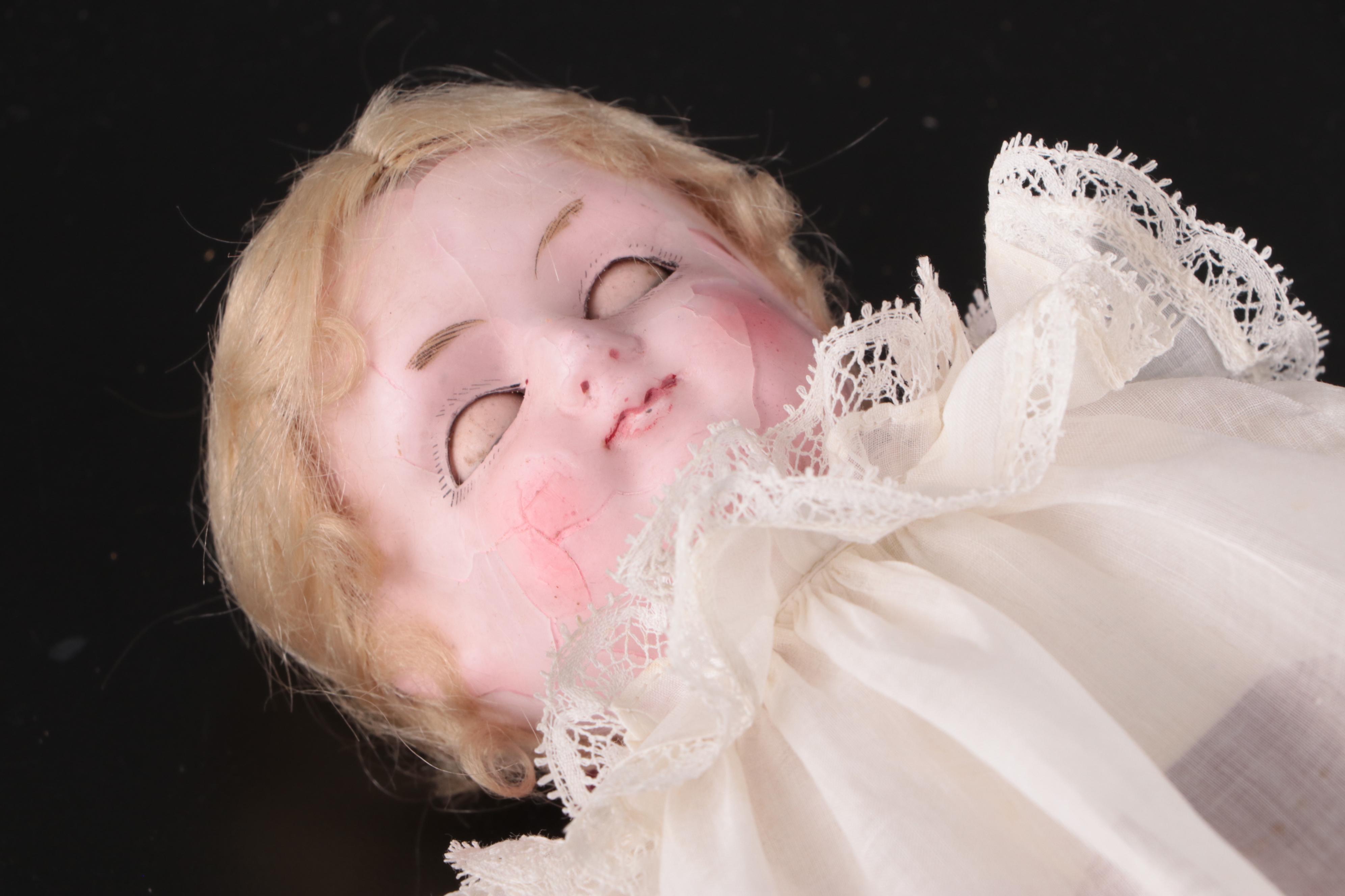 Wax Over Composition Doll in Case, Mid to Late 19th Century