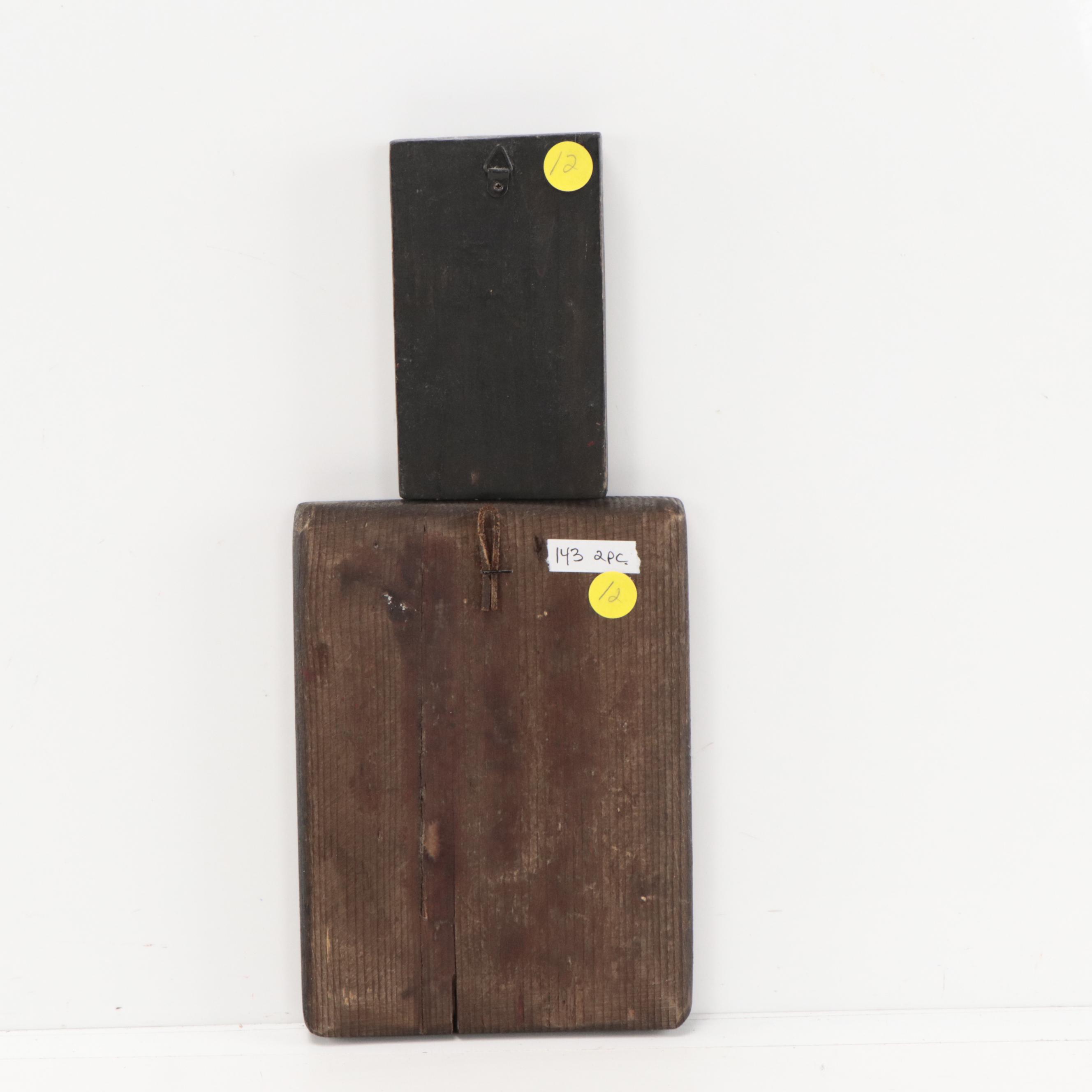 Two Hand Painted Eastern Orthodox Icons on Wood Panel, 20th C