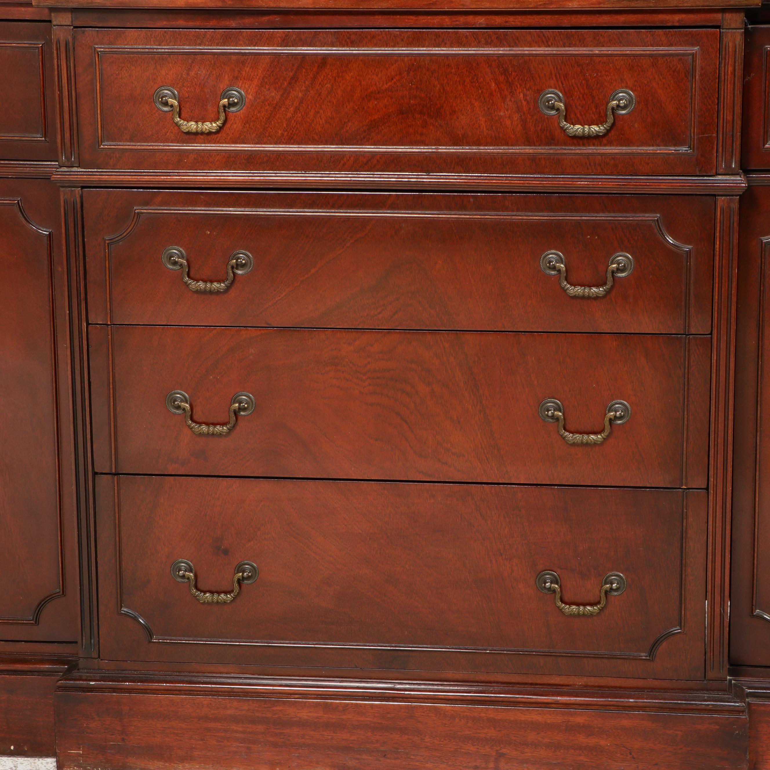 Hepplewhite Style Mahogany Breakfront China Cabinet