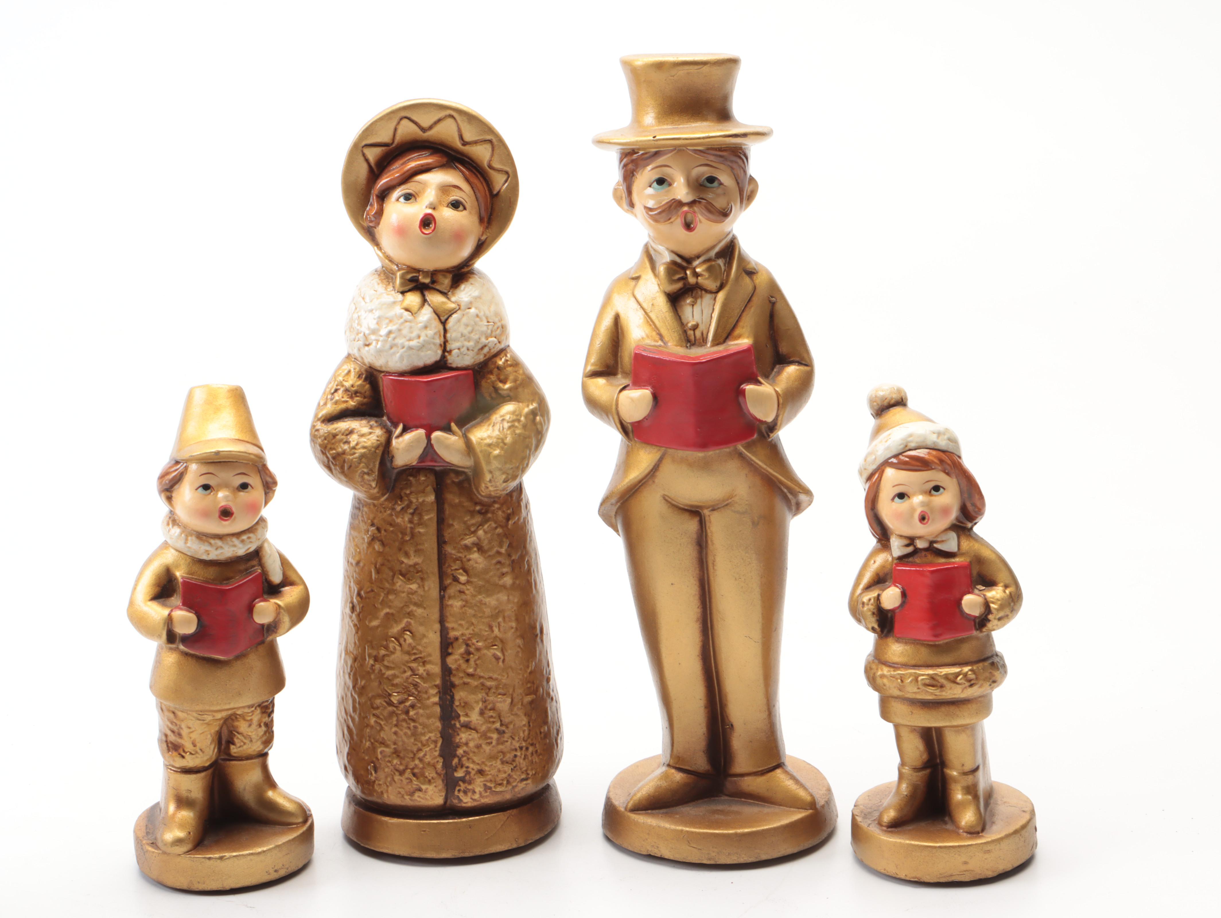 Ceramic Angel Band and Other Caroler Figurines, Mid-20th Century