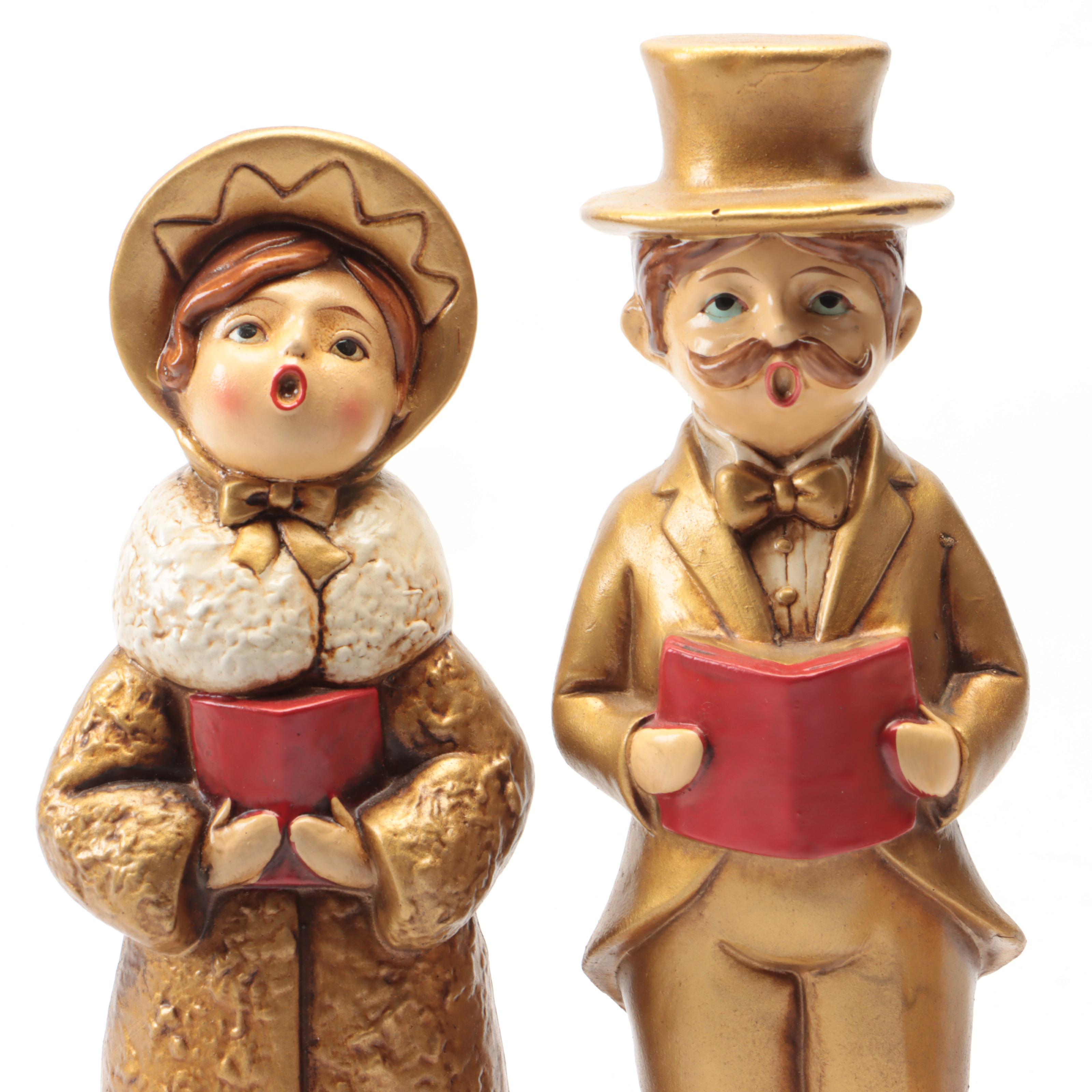 Ceramic Angel Band and Other Caroler Figurines, Mid-20th Century