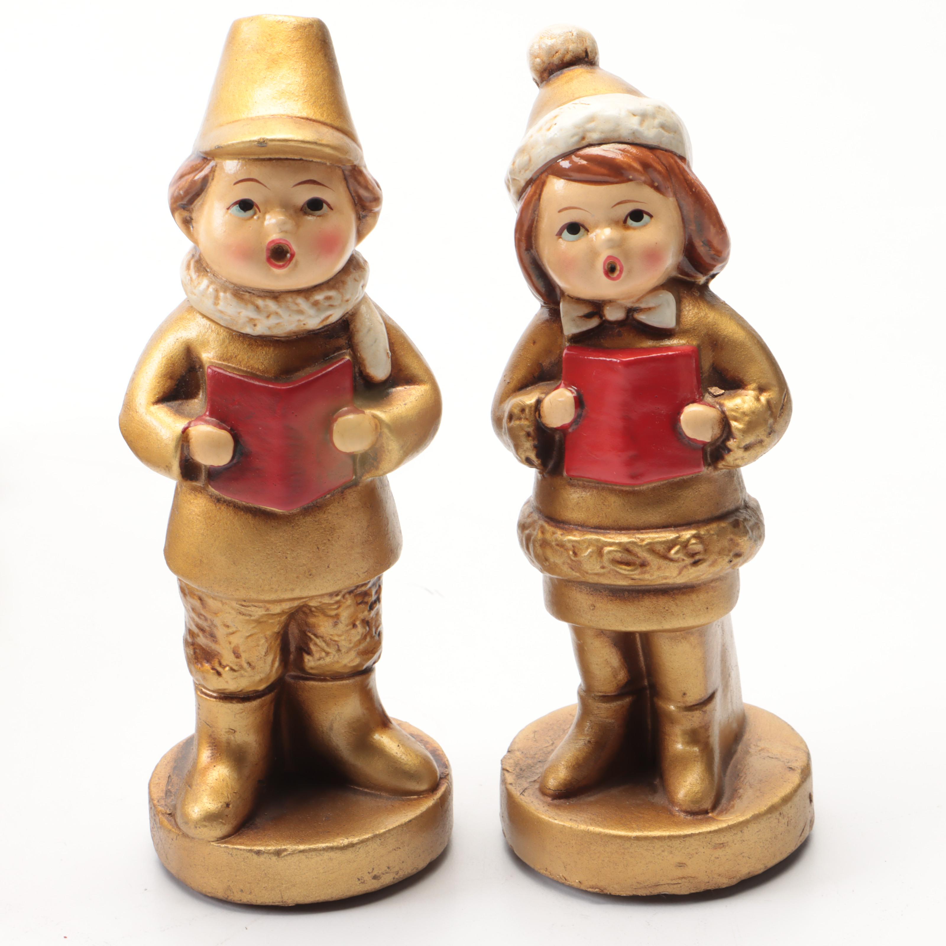 Ceramic Angel Band and Other Caroler Figurines, Mid-20th Century