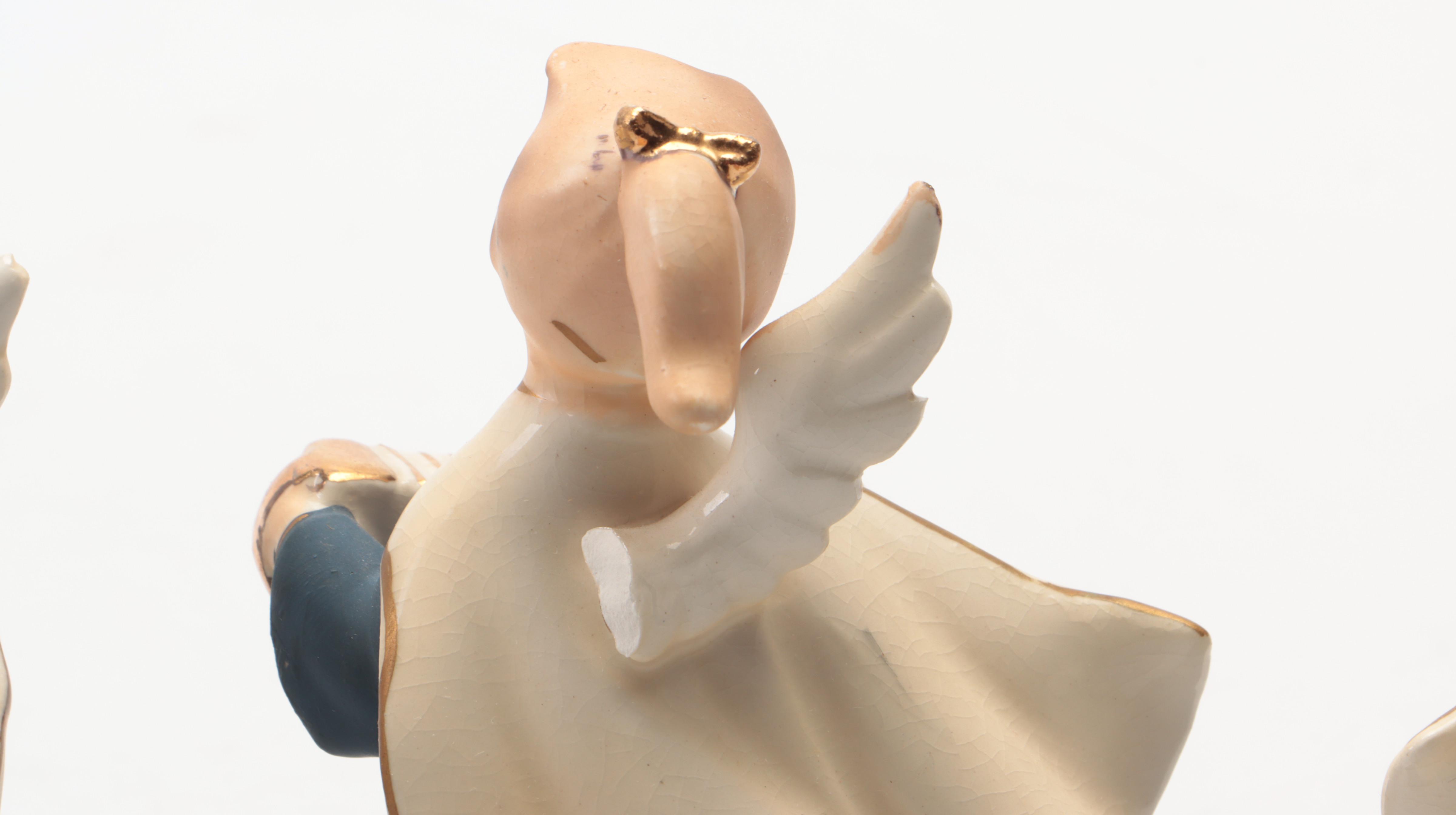 Ceramic Angel Band and Other Caroler Figurines, Mid-20th Century