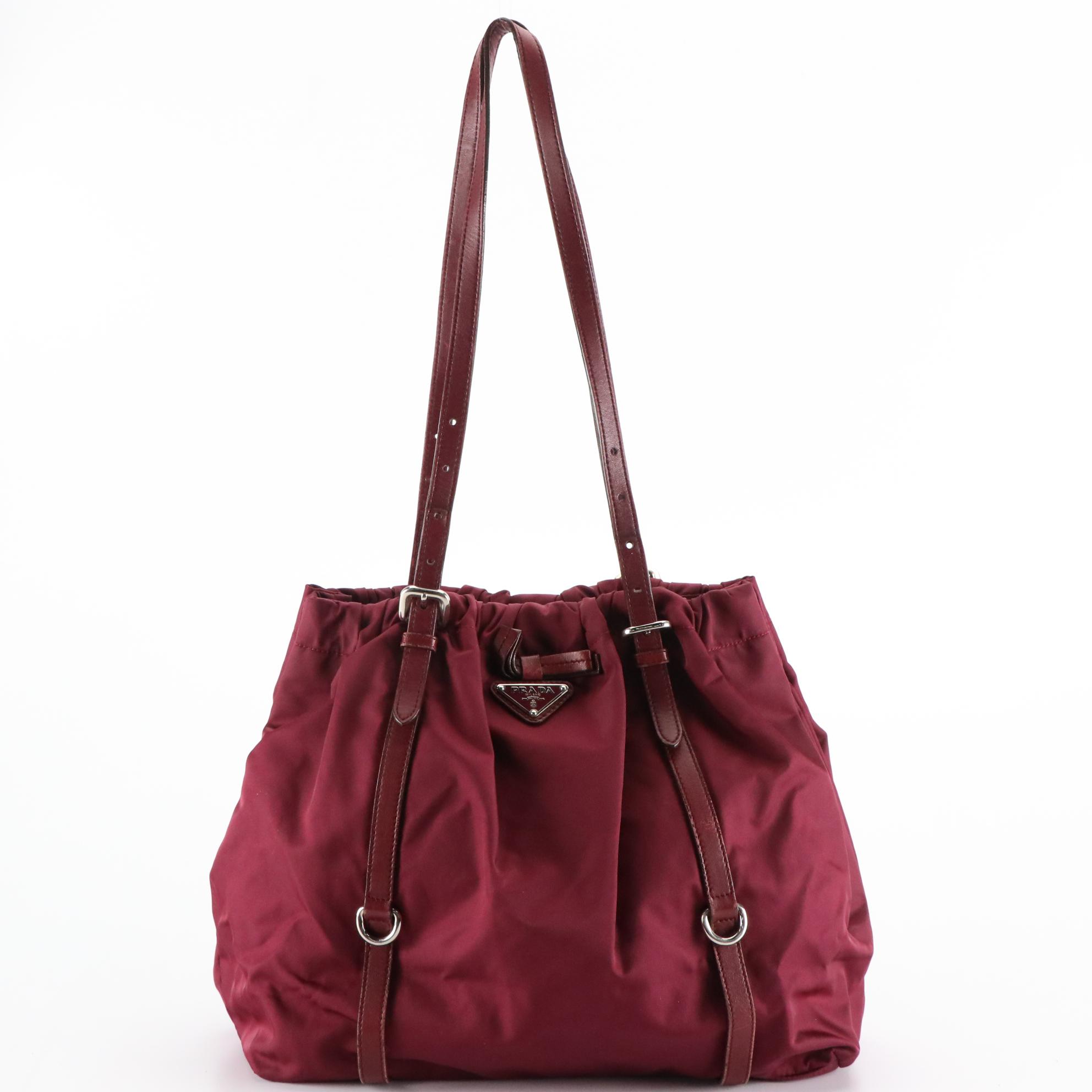 Prada Tote Bag in Plum Purple Gathered Tessuto Nylon