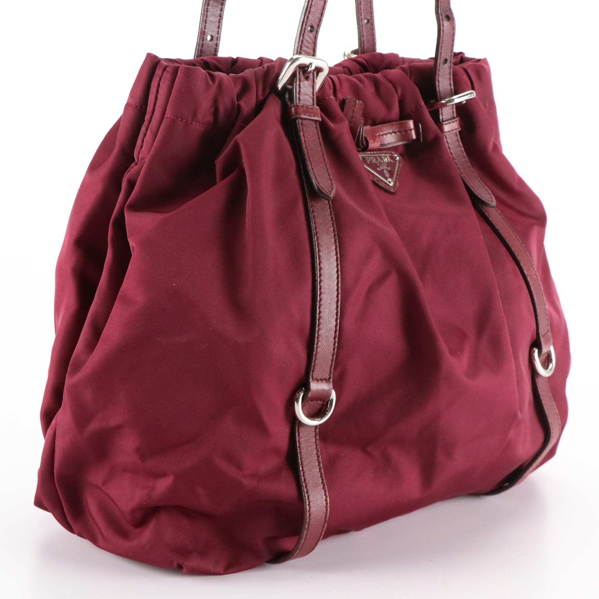 Prada Tote Bag in Plum Purple Gathered Tessuto Nylon