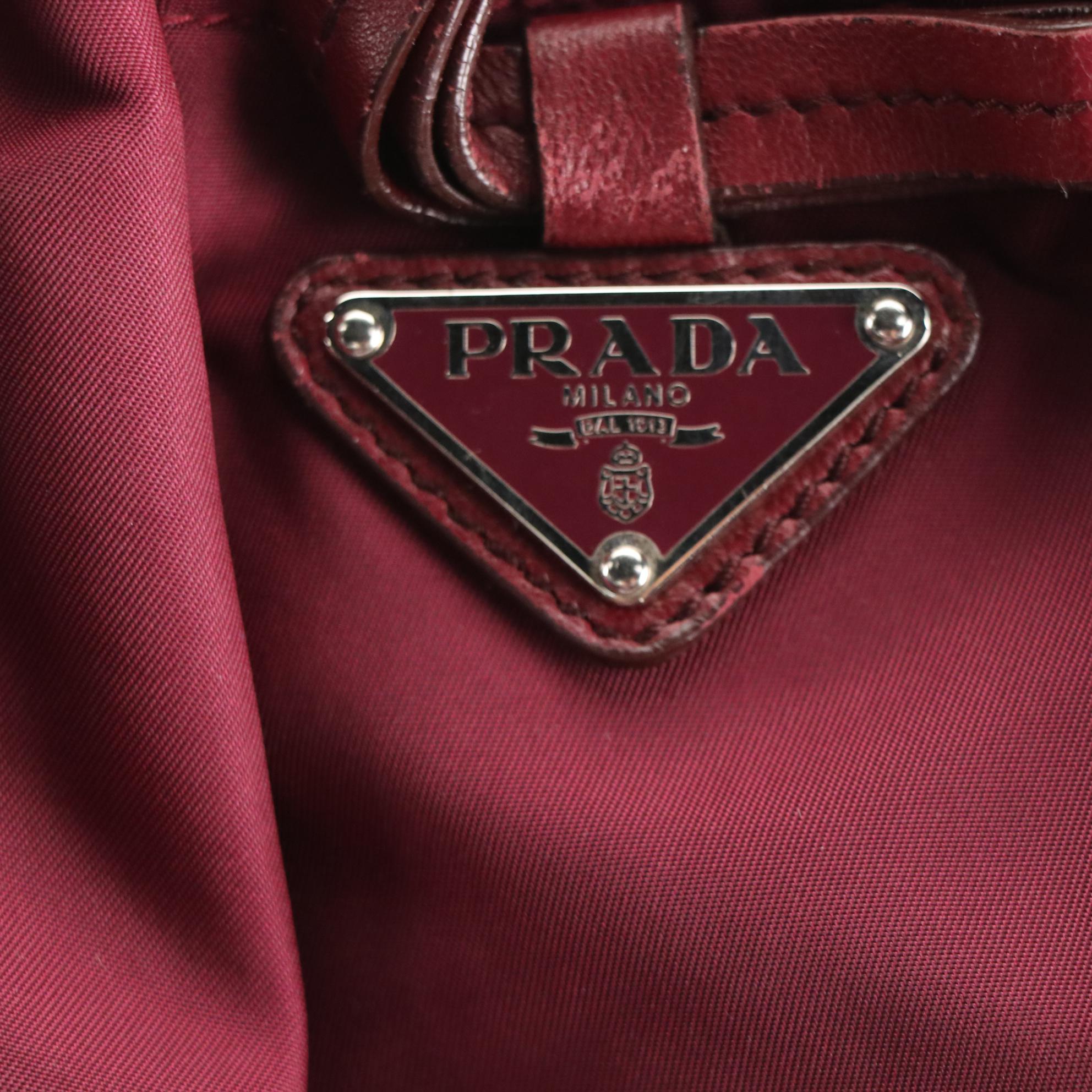 Prada Tote Bag in Plum Purple Gathered Tessuto Nylon