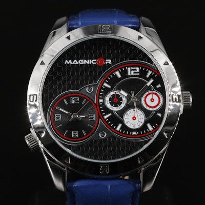 Magnicor Dual Time Zone Wristwatch with Blue Strap
